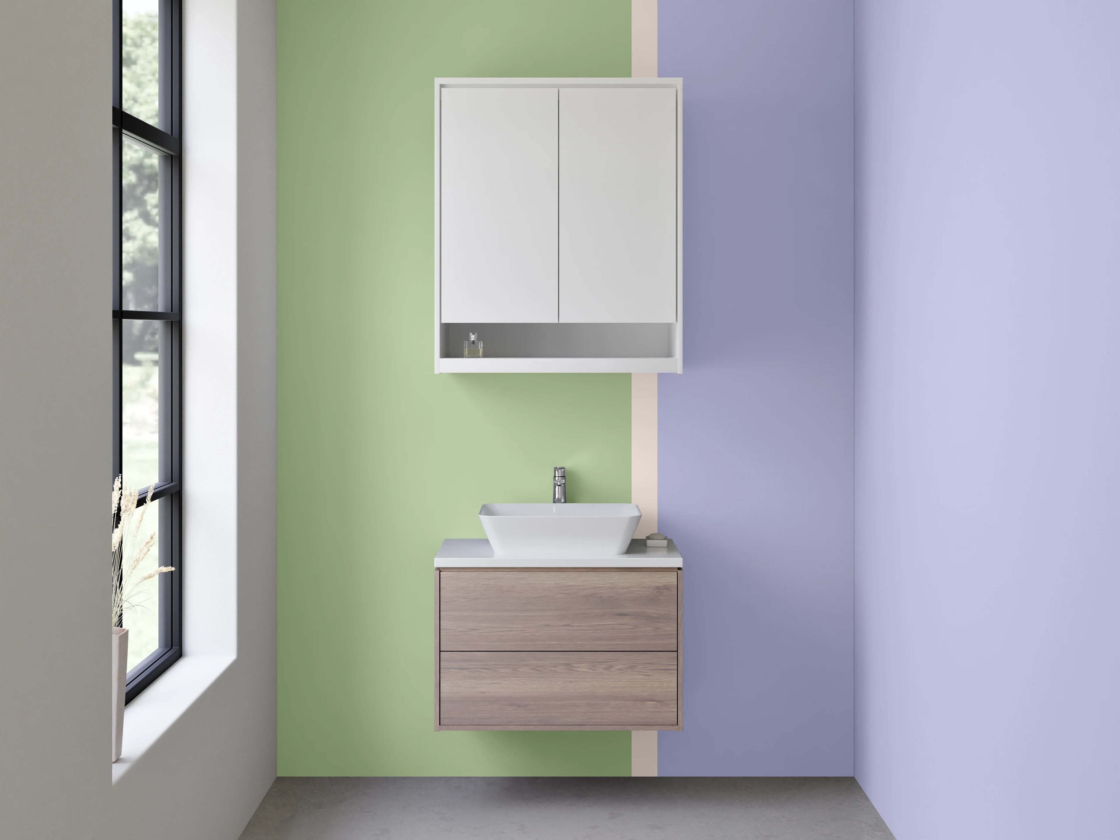 Waschbecken-Rückwand - Helle Grautöne & Pastellnuancen