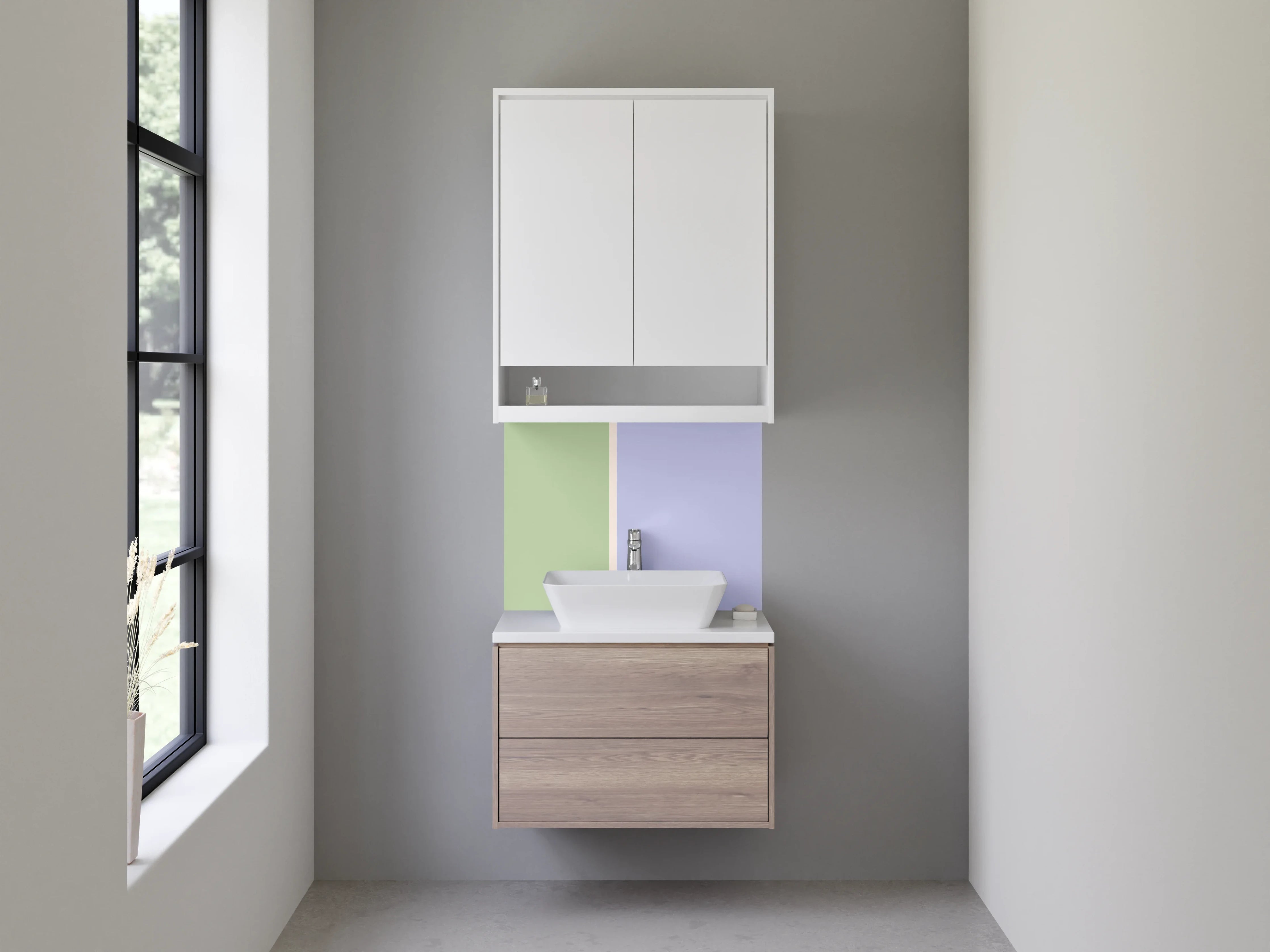 Waschbecken-Rückwand - Helle Grautöne & Pastellnuancen