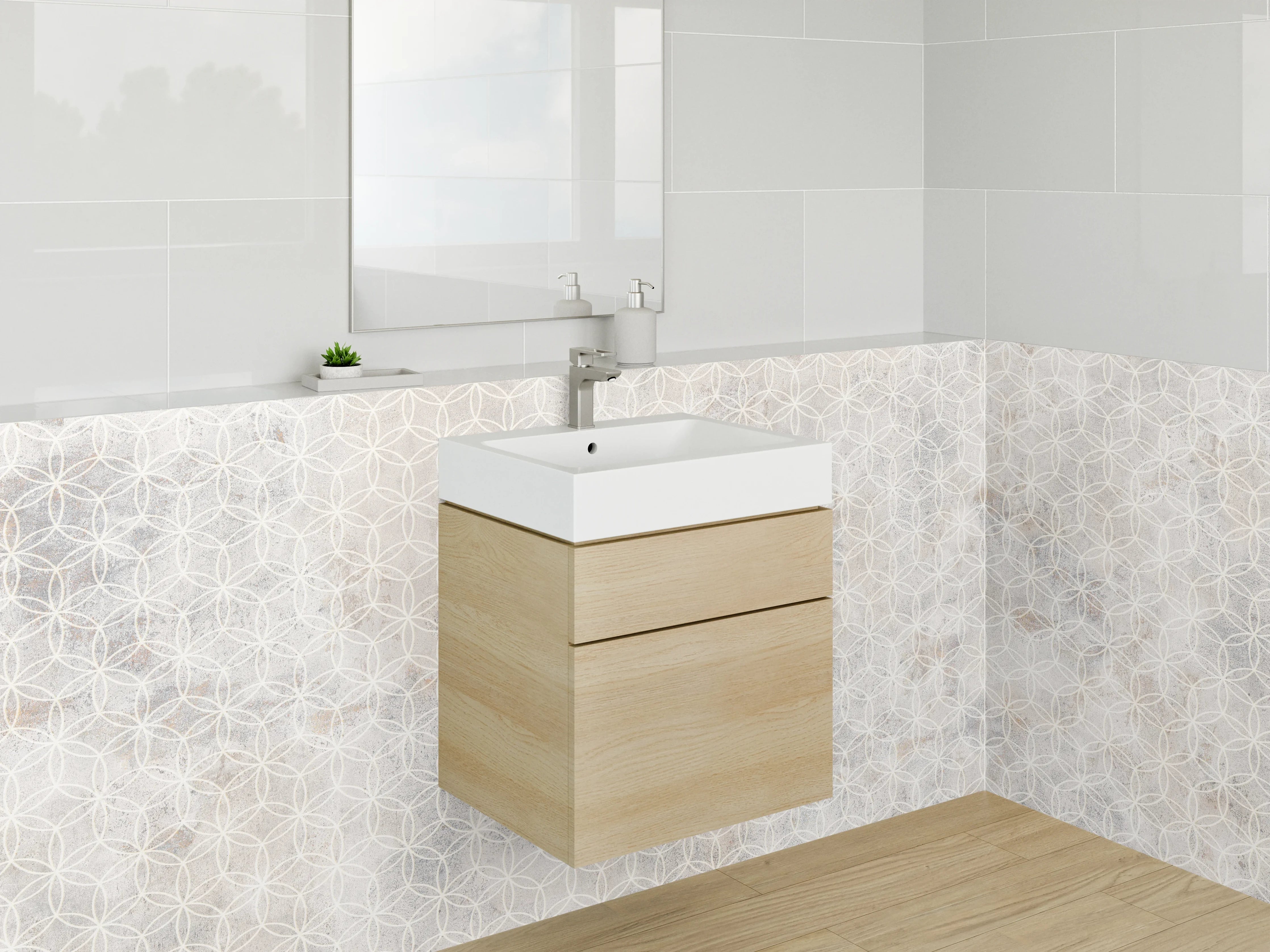 Waschbecken-Rückwand - Helle Marmoroptik mit feinem Muster