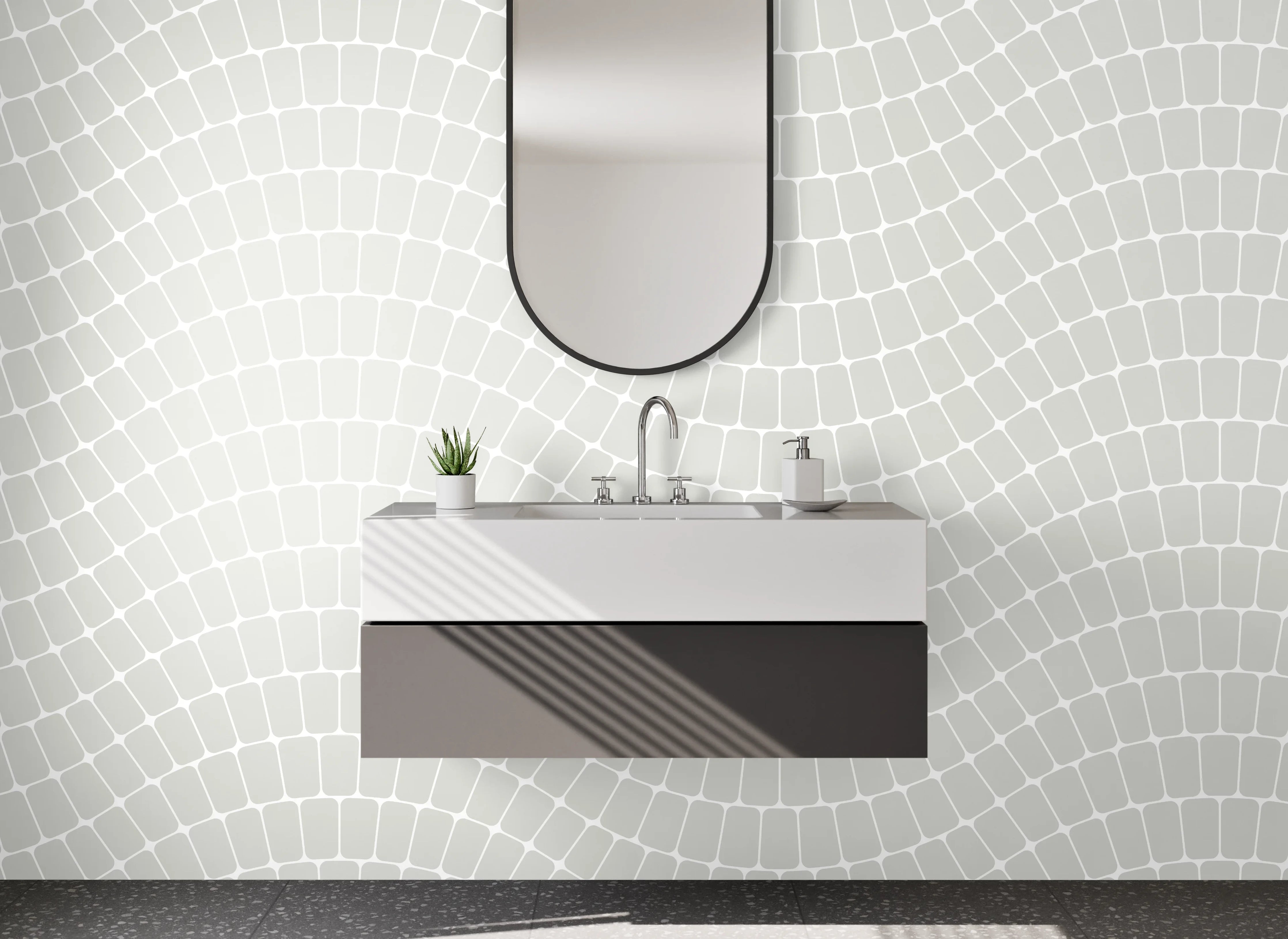 Waschbecken-Rückwand - Helle geometrische Flächenmuster