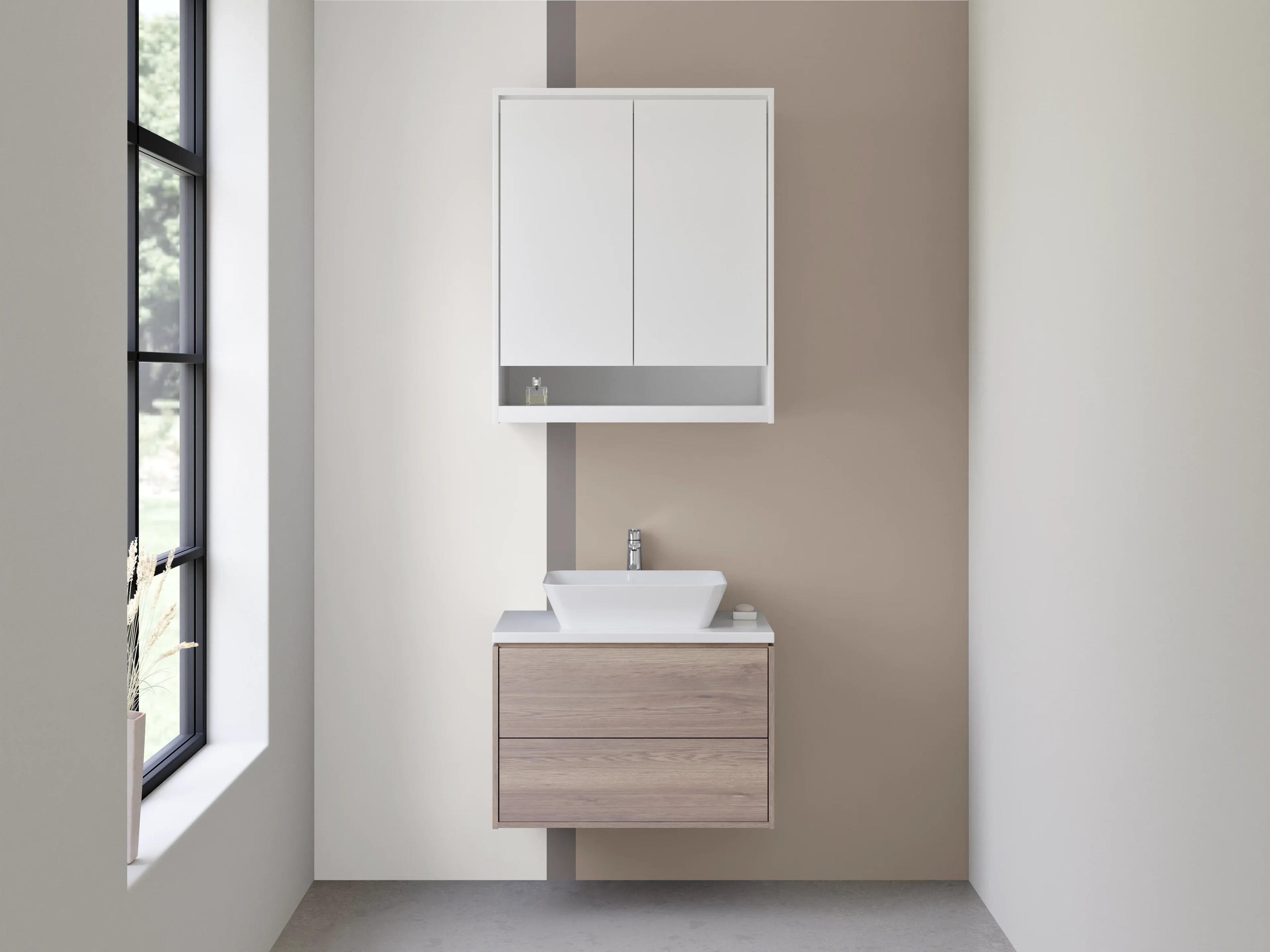 Waschbecken-Rückwand - Helle, Neutrale Flächen in Beige und Grau