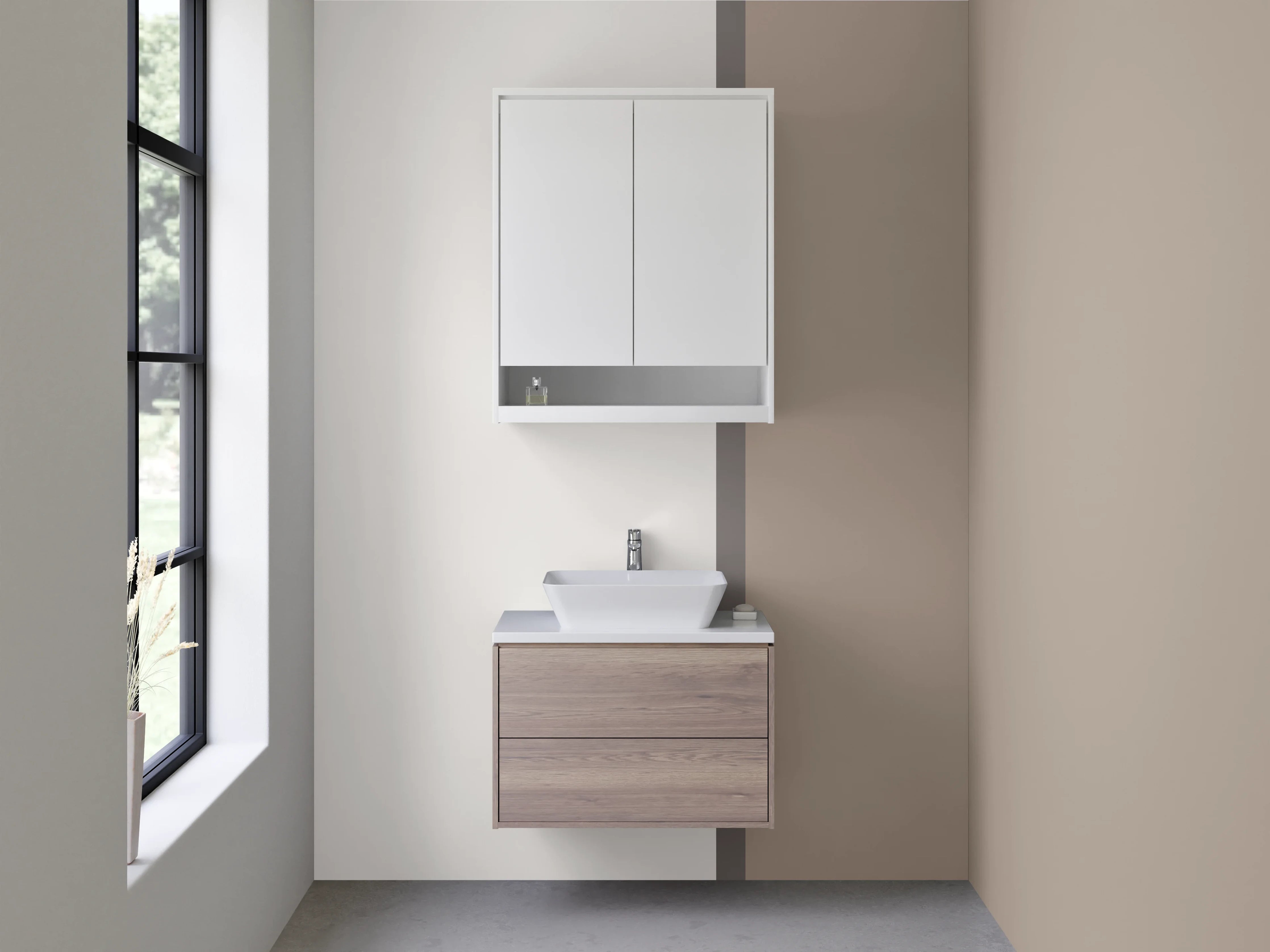 Waschbecken-Rückwand - Helle, Neutrale Flächen in Beige und Grau