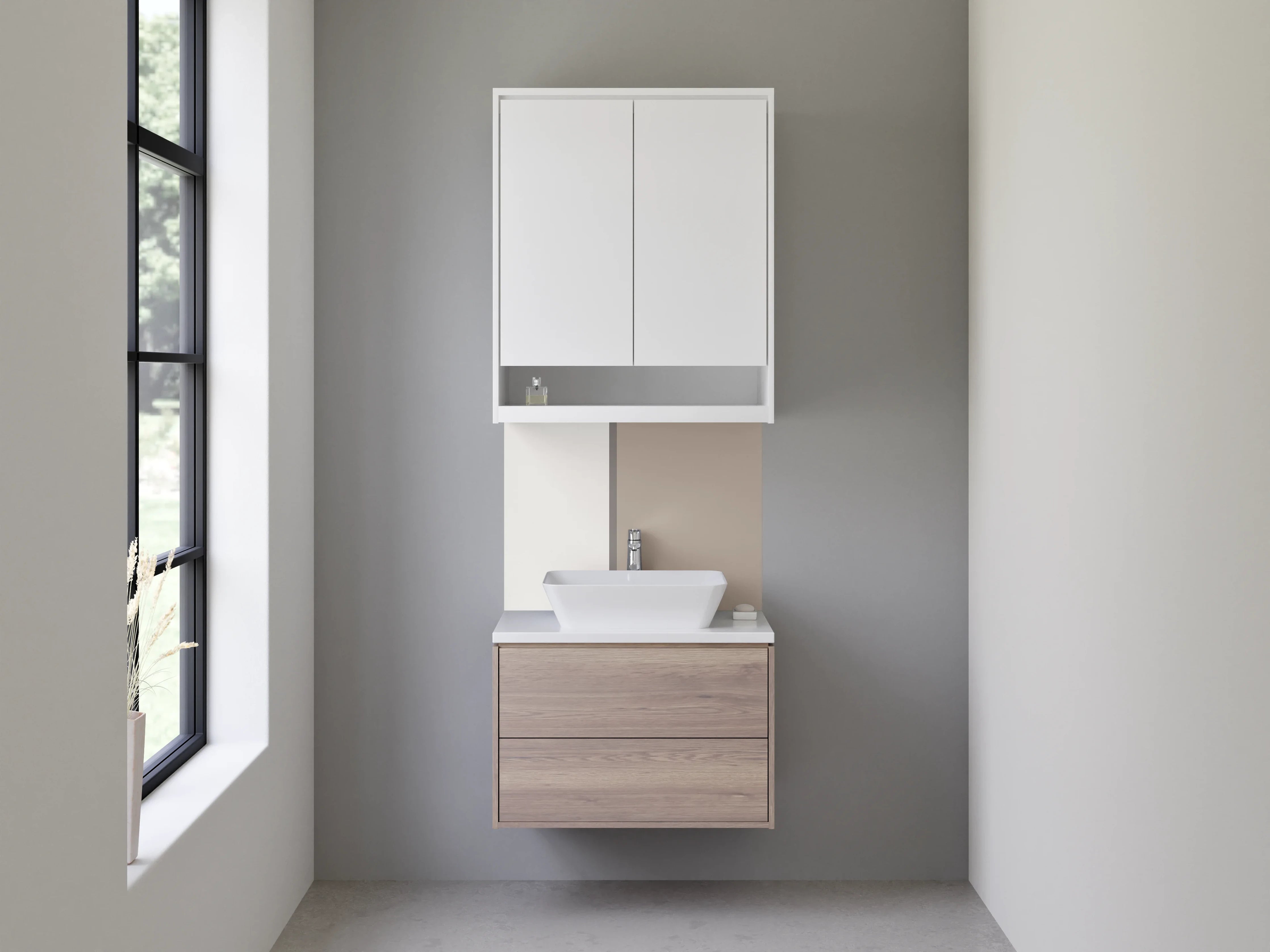 Waschbecken-Rückwand - Helle, Neutrale Flächen in Beige und Grau