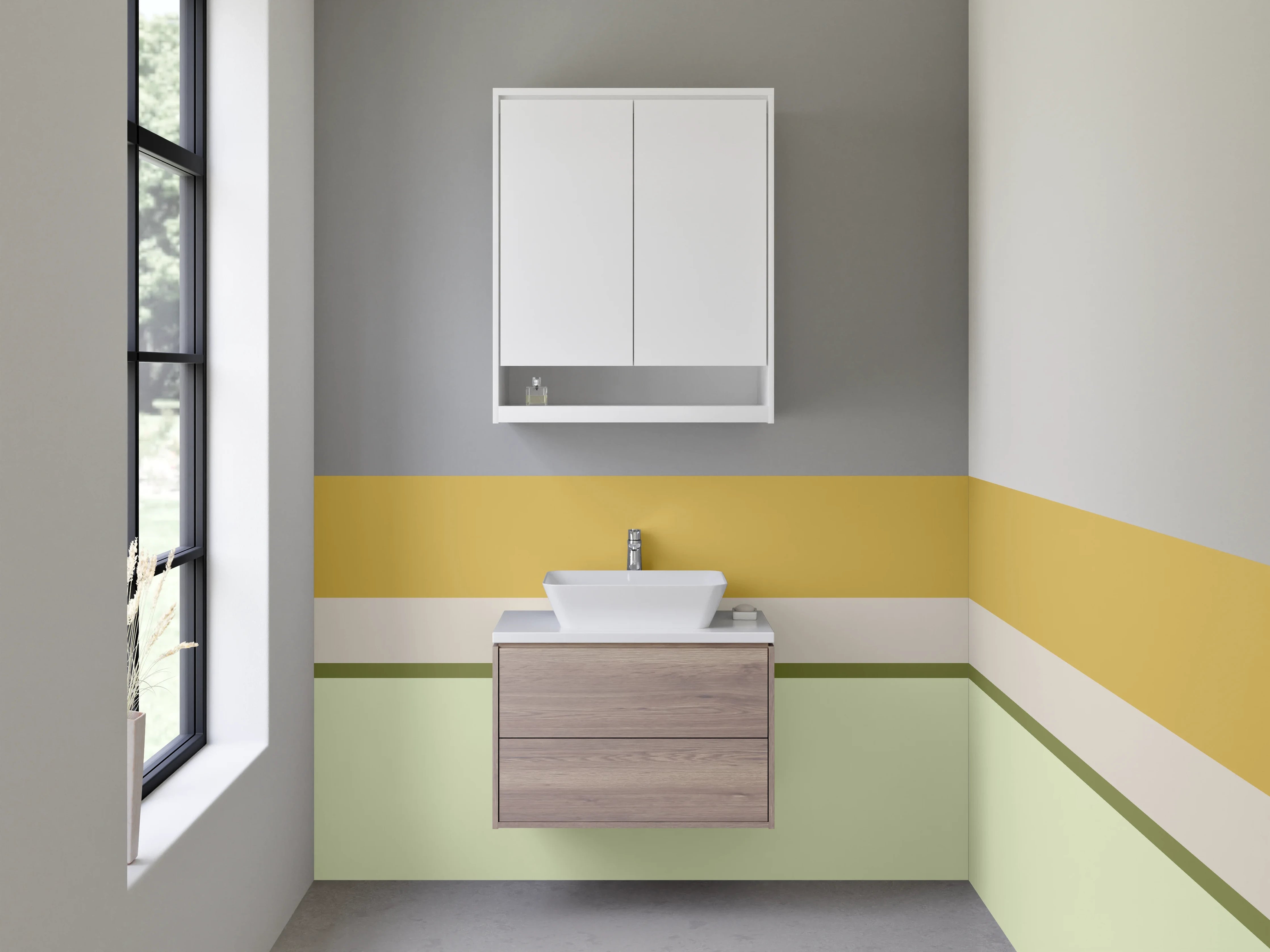 Waschbecken-Rückwand - Helle, natürliche Farbkombination