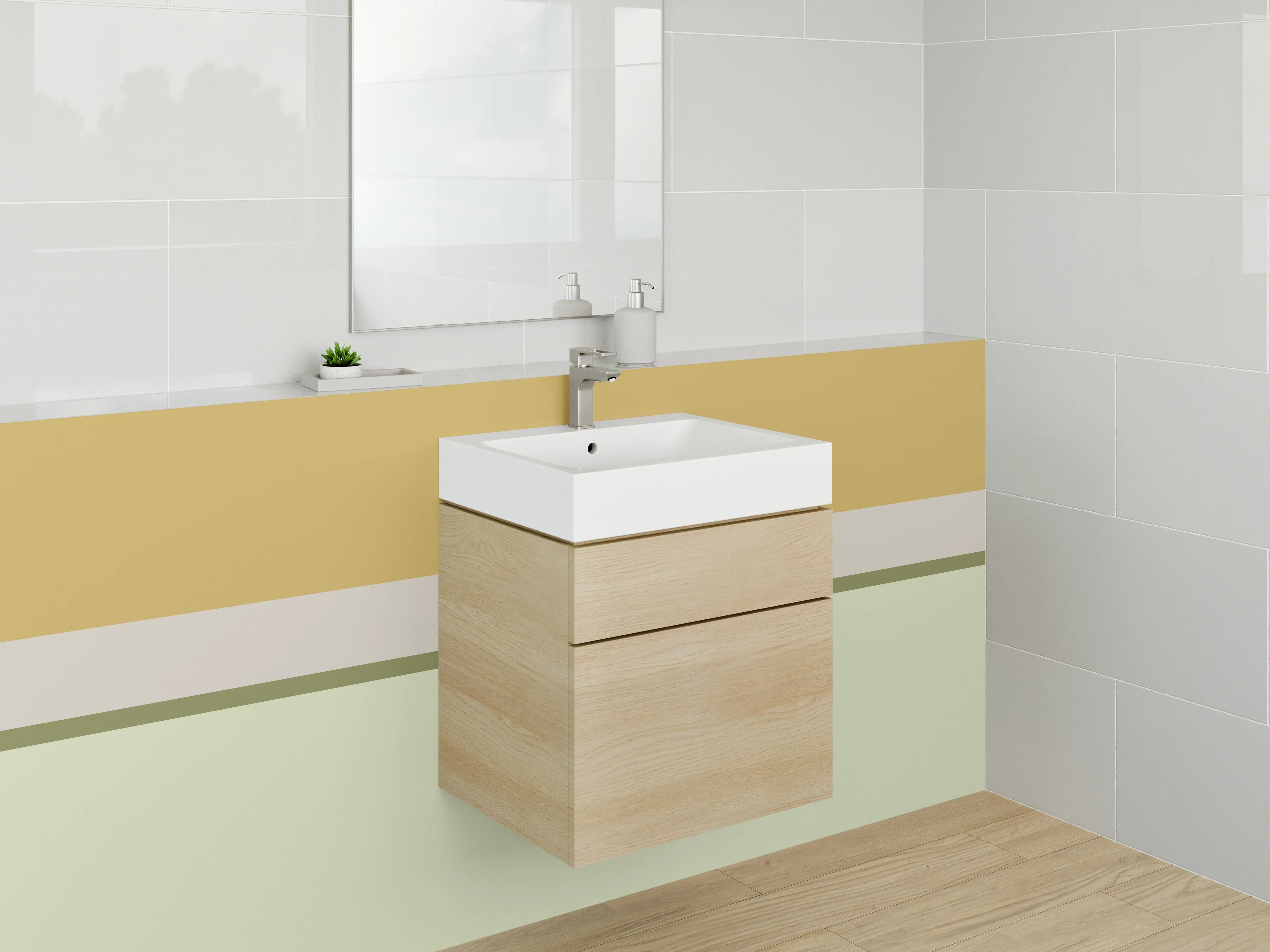 Waschbecken-Rückwand - Helle, natürliche Farbkombination