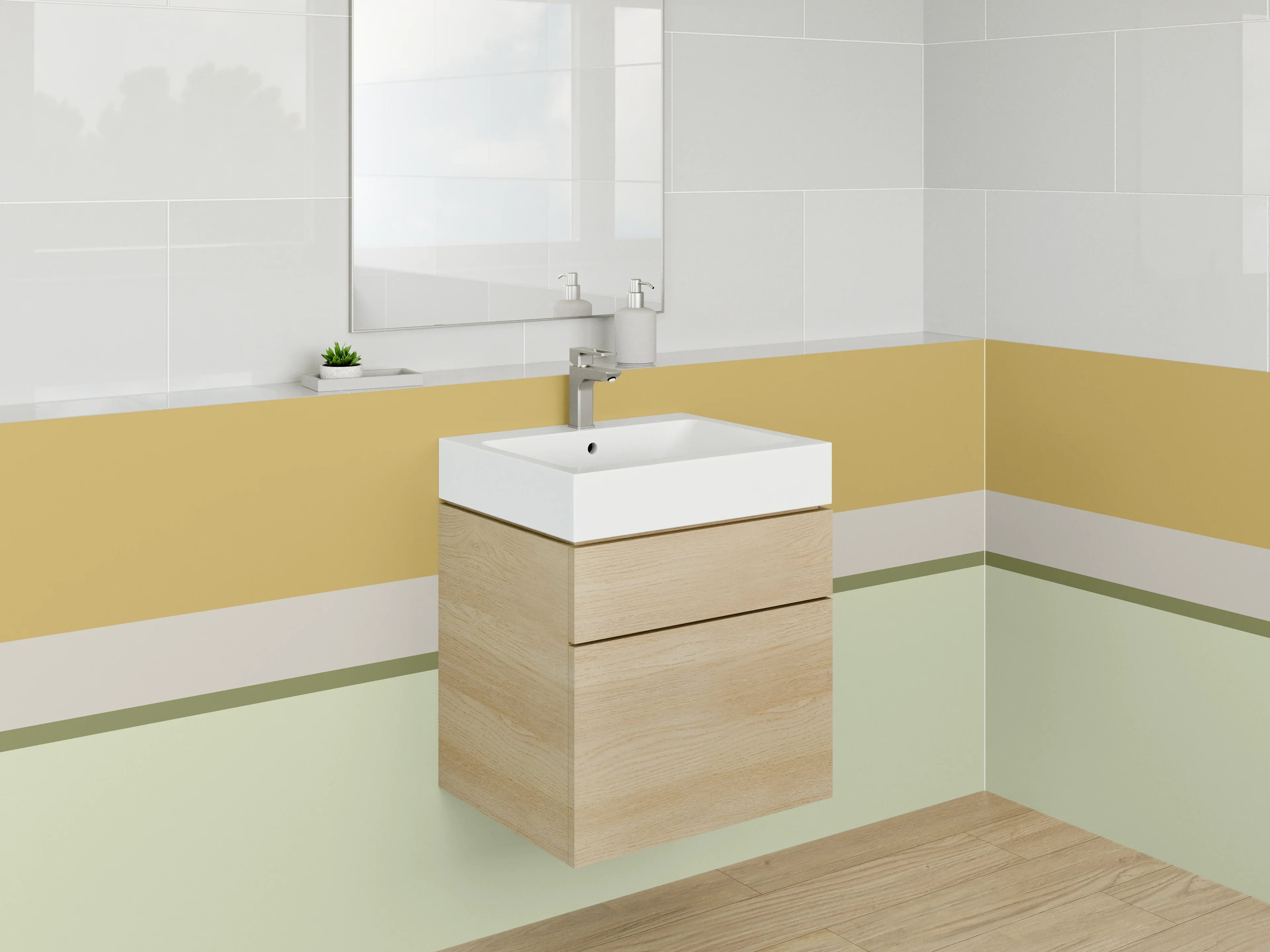 Waschbecken-Rückwand - Helle, natürliche Farbkombination