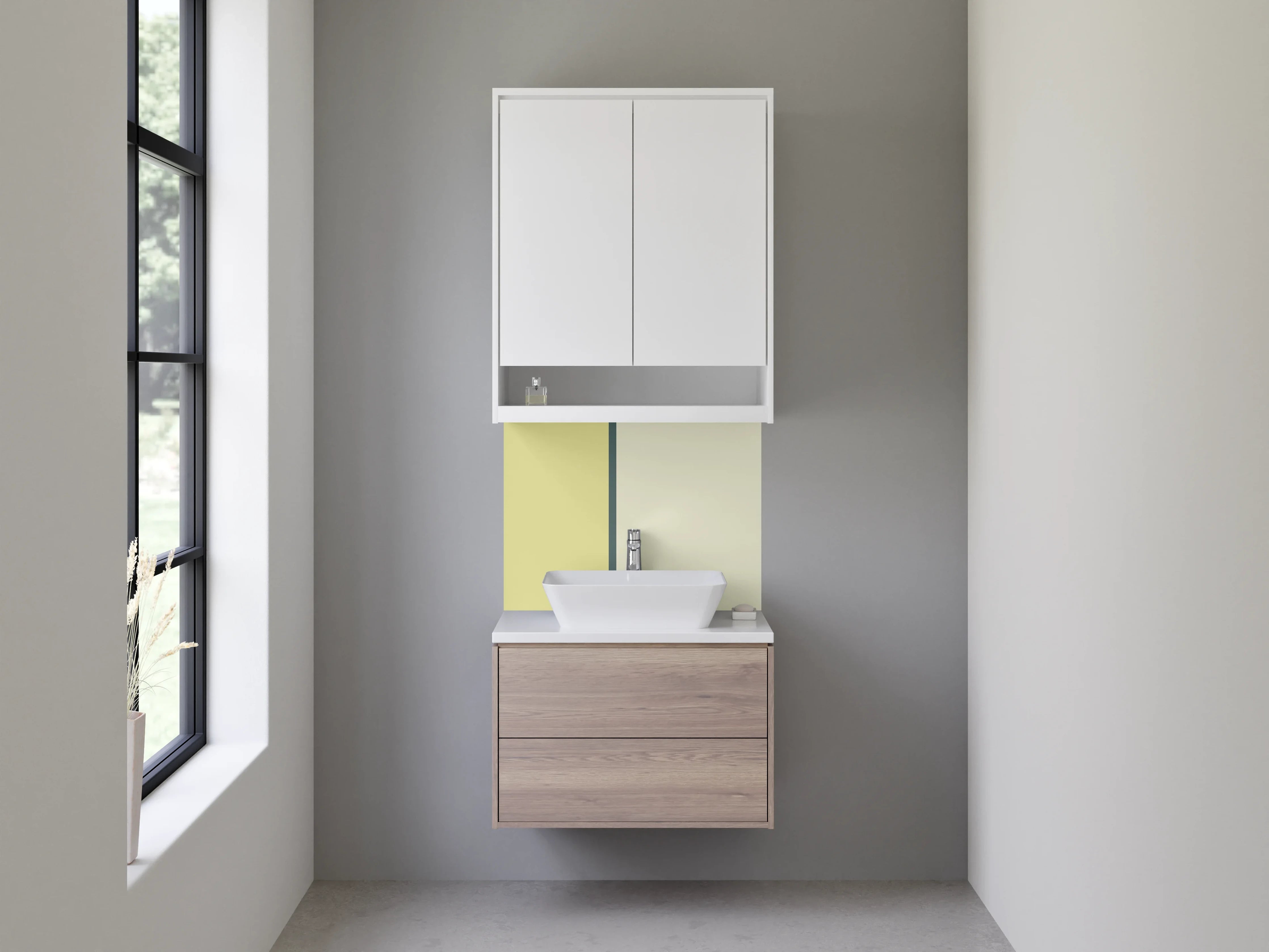 Waschbecken-Rückwand - Helle, neutrale Raumgestaltung