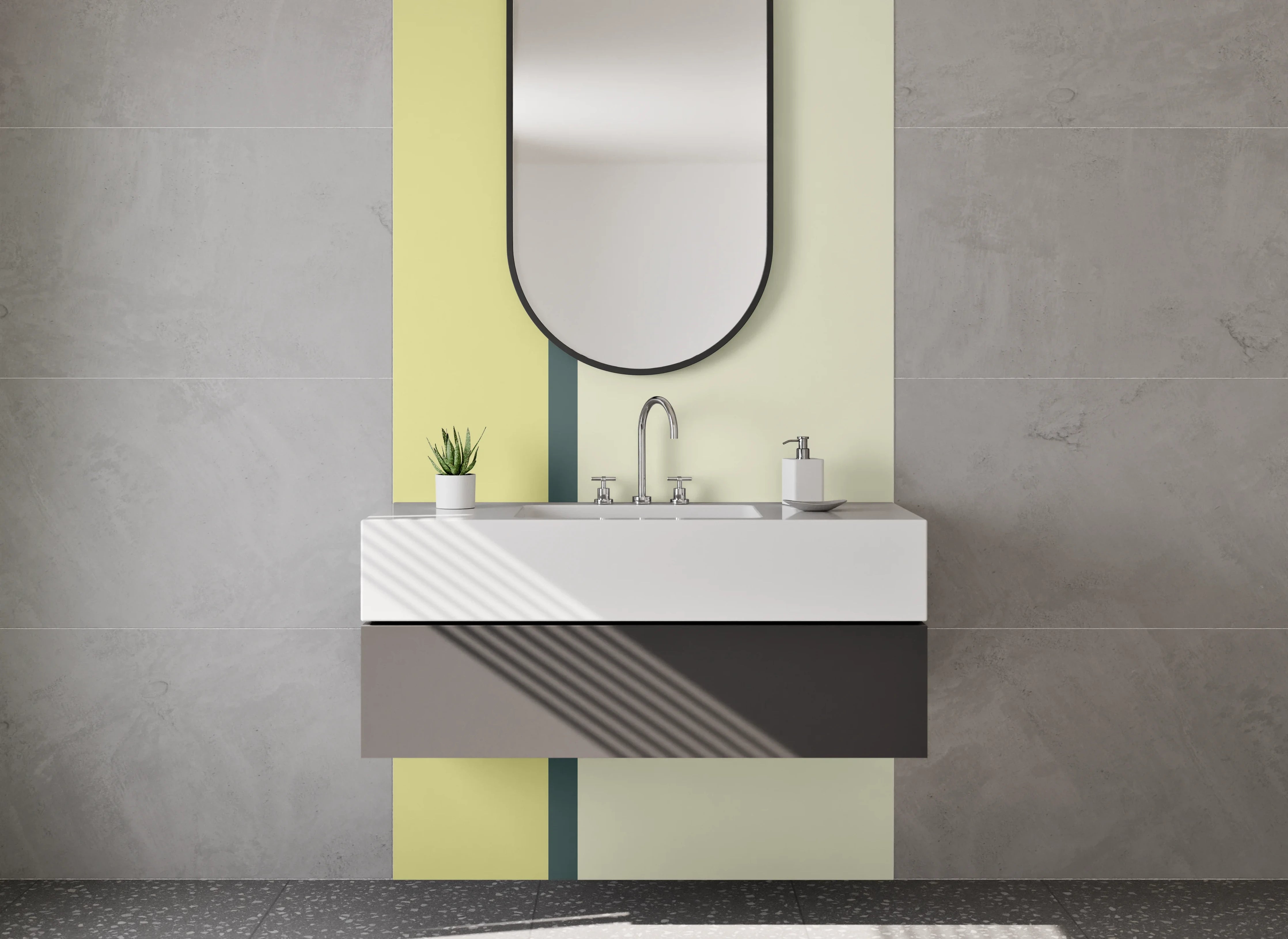 Waschbecken-Rückwand - Helle, neutrale Raumgestaltung