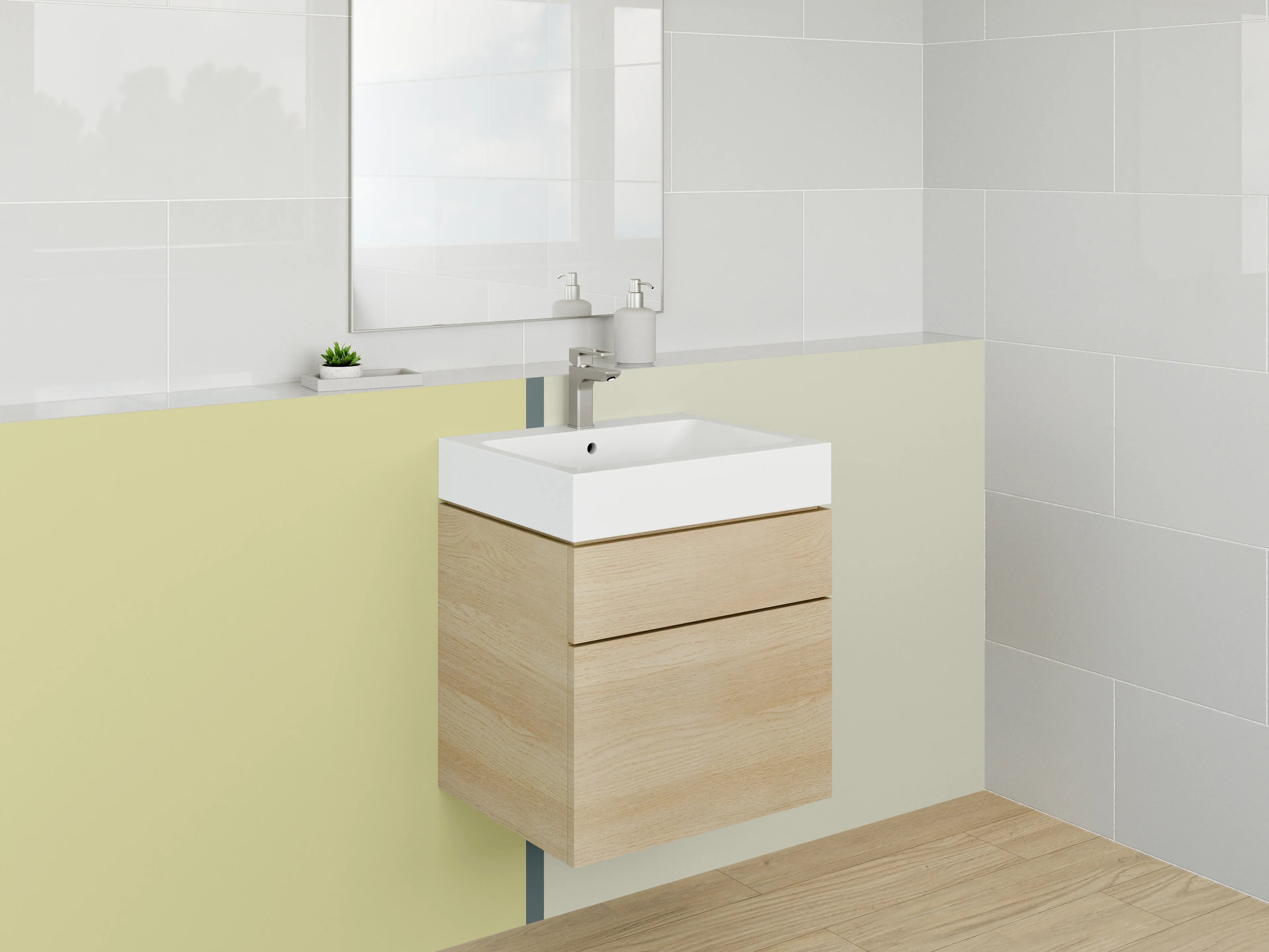 Waschbecken-Rückwand - Helle, neutrale Raumgestaltung