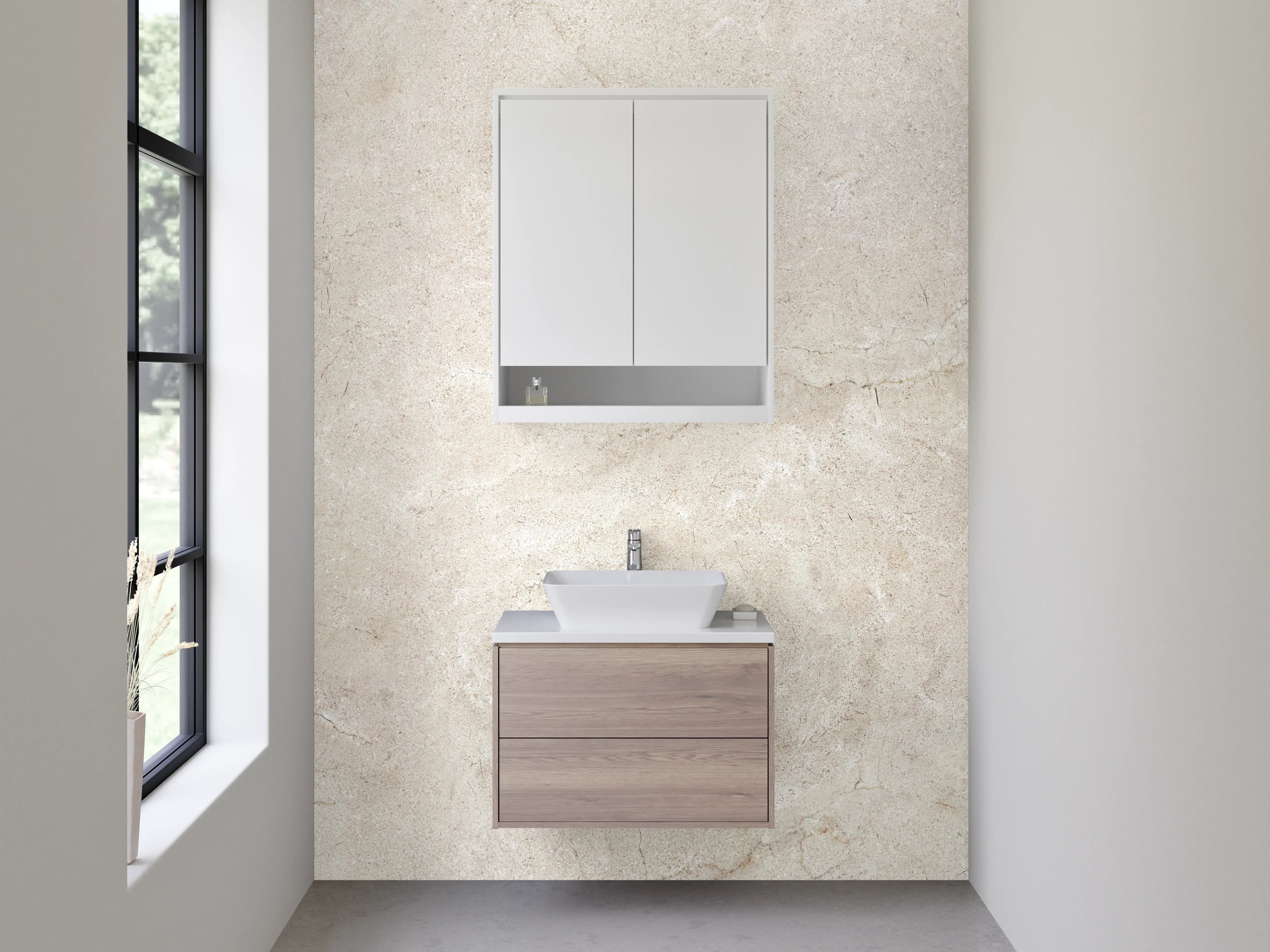 Waschbecken-Rückwand - Heller Marmor-Look für Rückwände