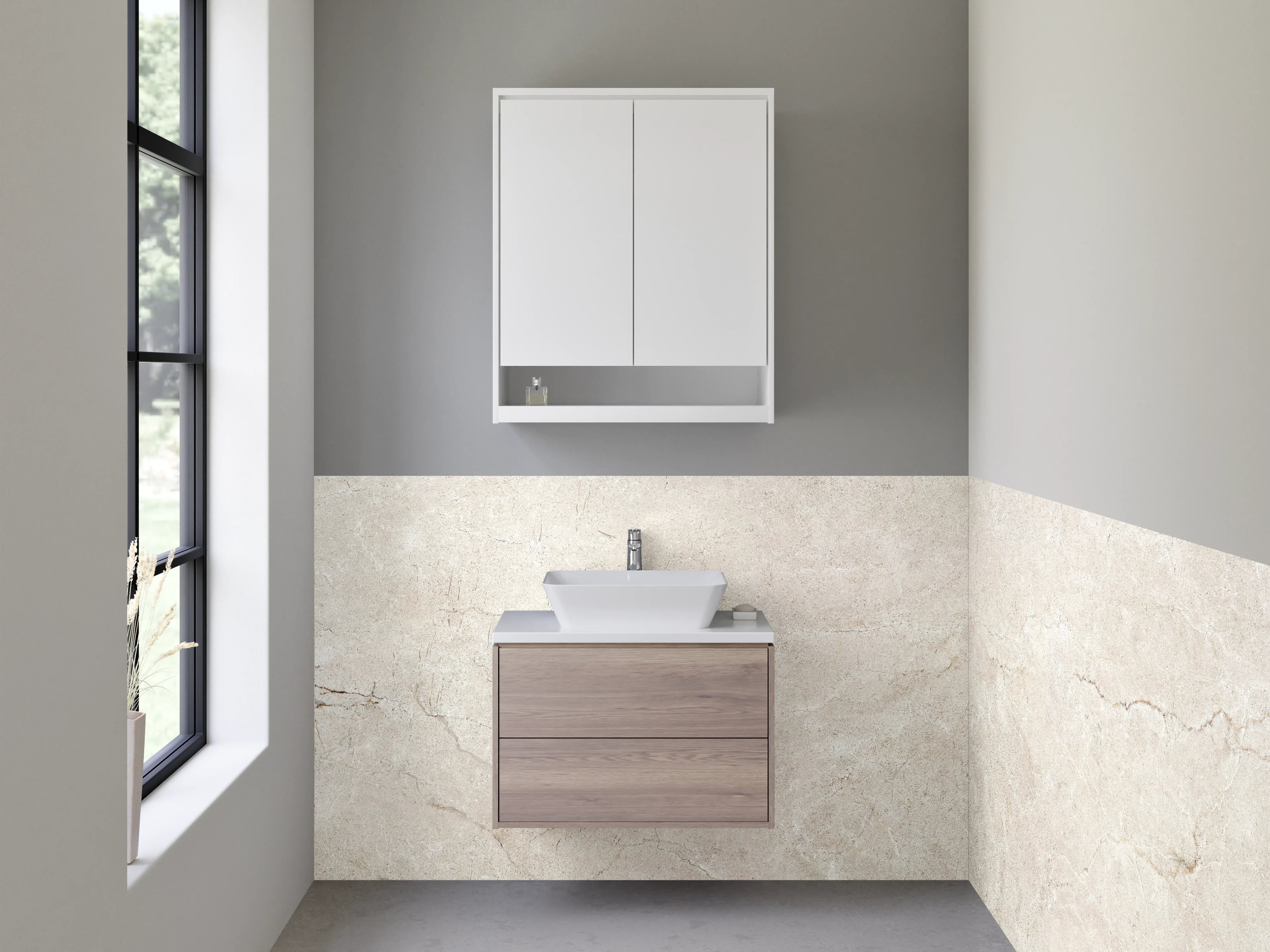 Waschbecken-Rückwand - Heller Marmor-Look für Rückwände