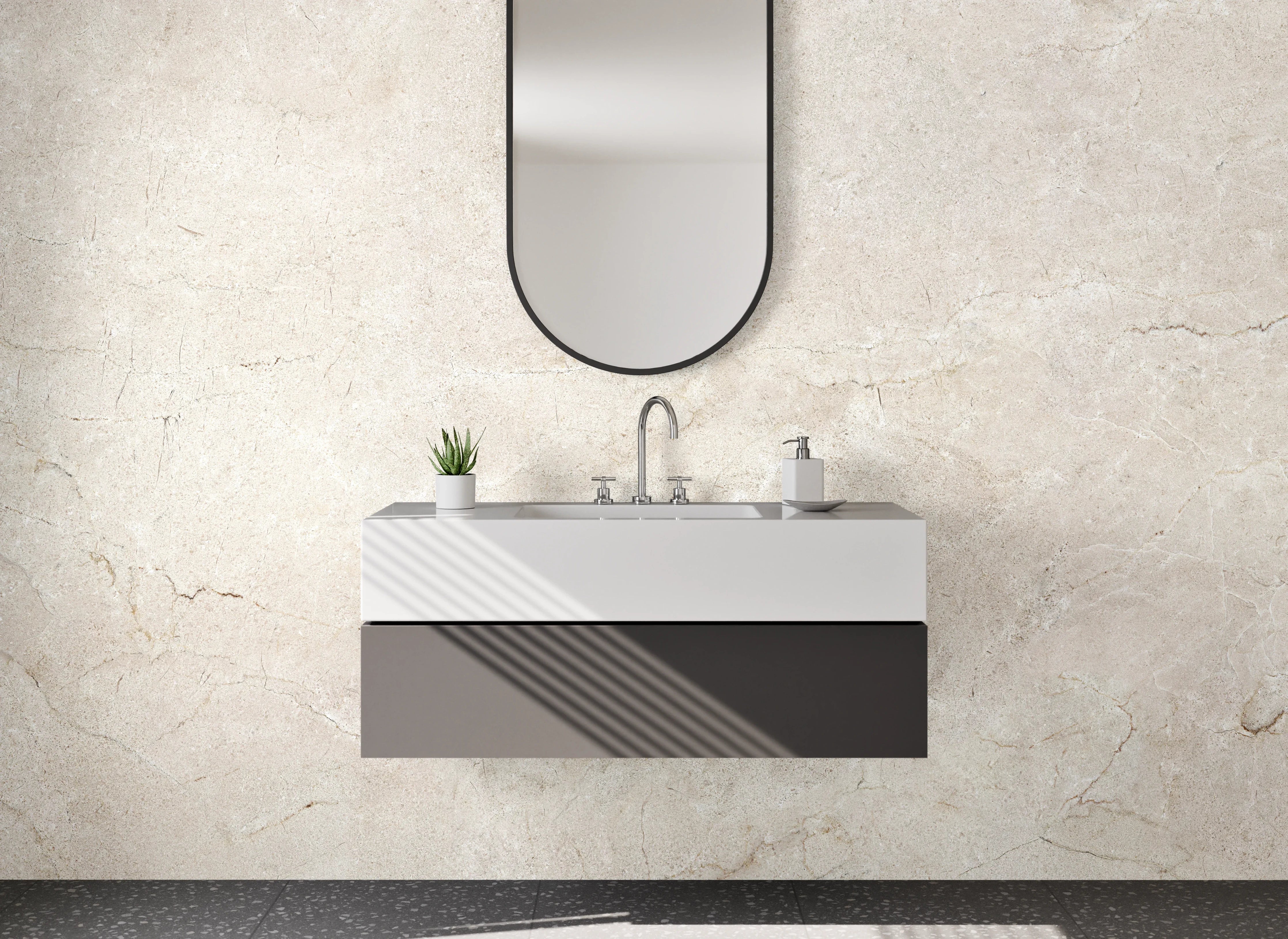Waschbecken-Rückwand - Heller Marmor-Look für Rückwände