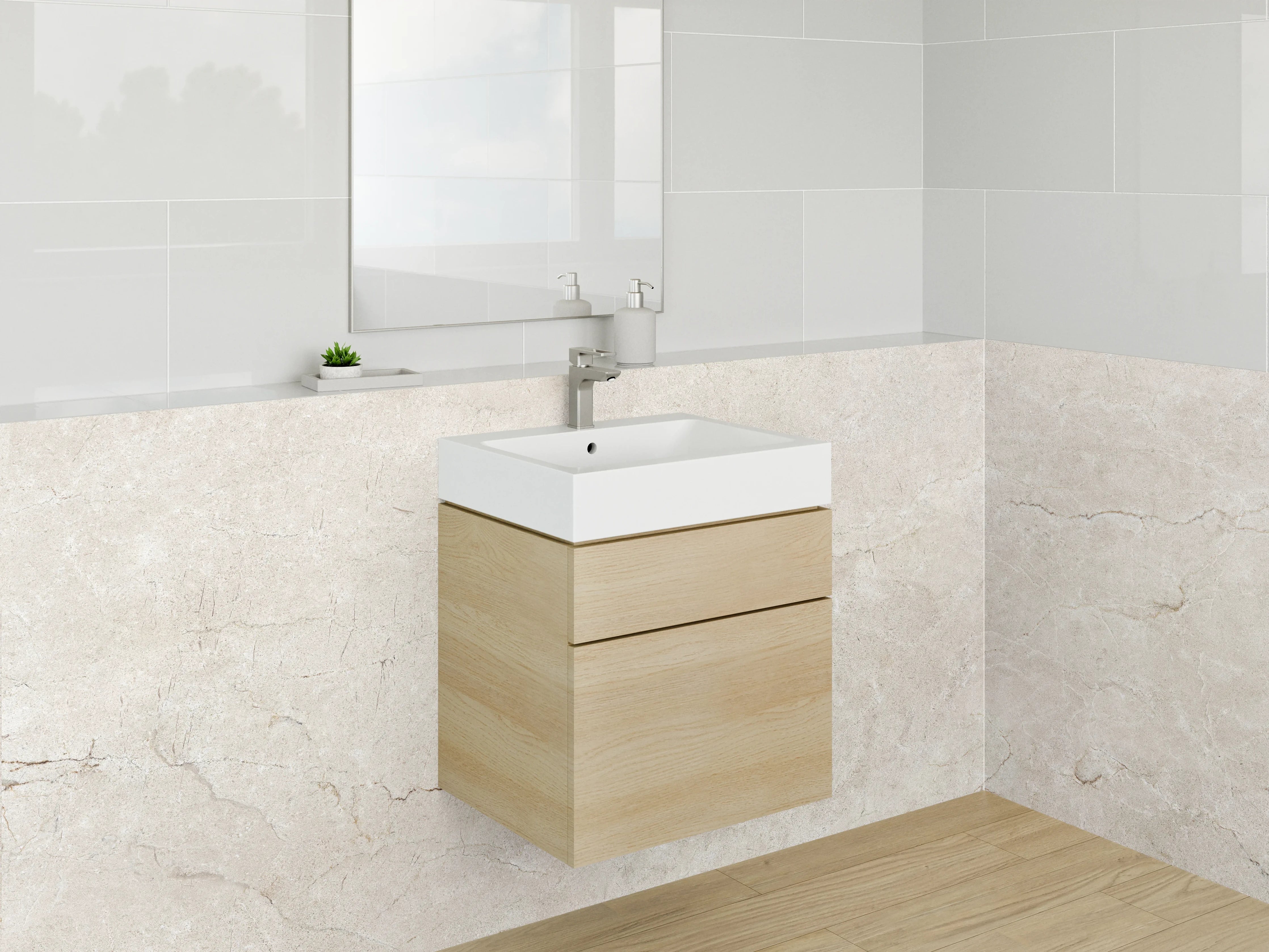Waschbecken-Rückwand - Heller Marmor-Look für Rückwände