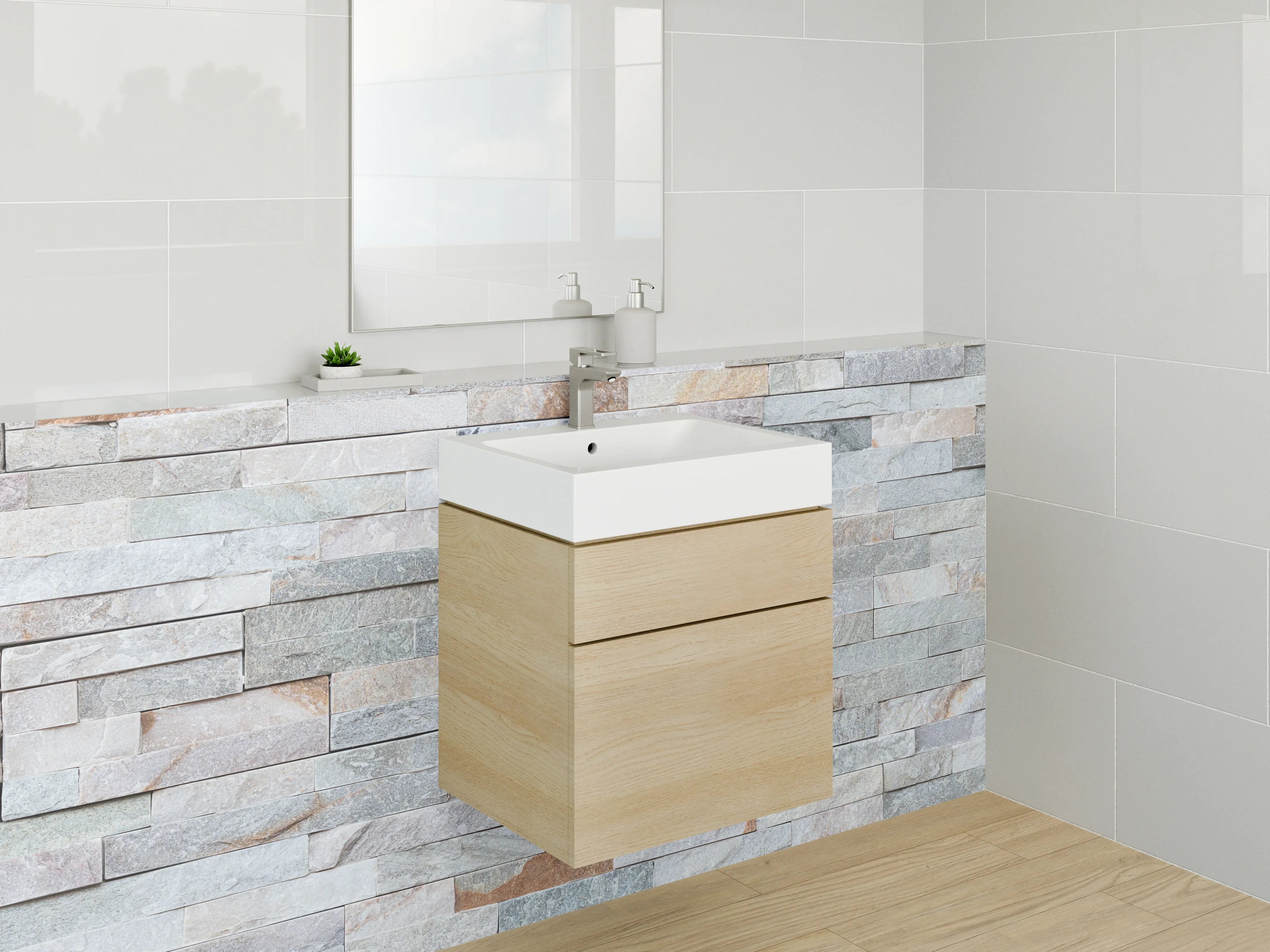 Waschbecken-Rückwand - Heller Marmorstein Look für Küchenrückwände