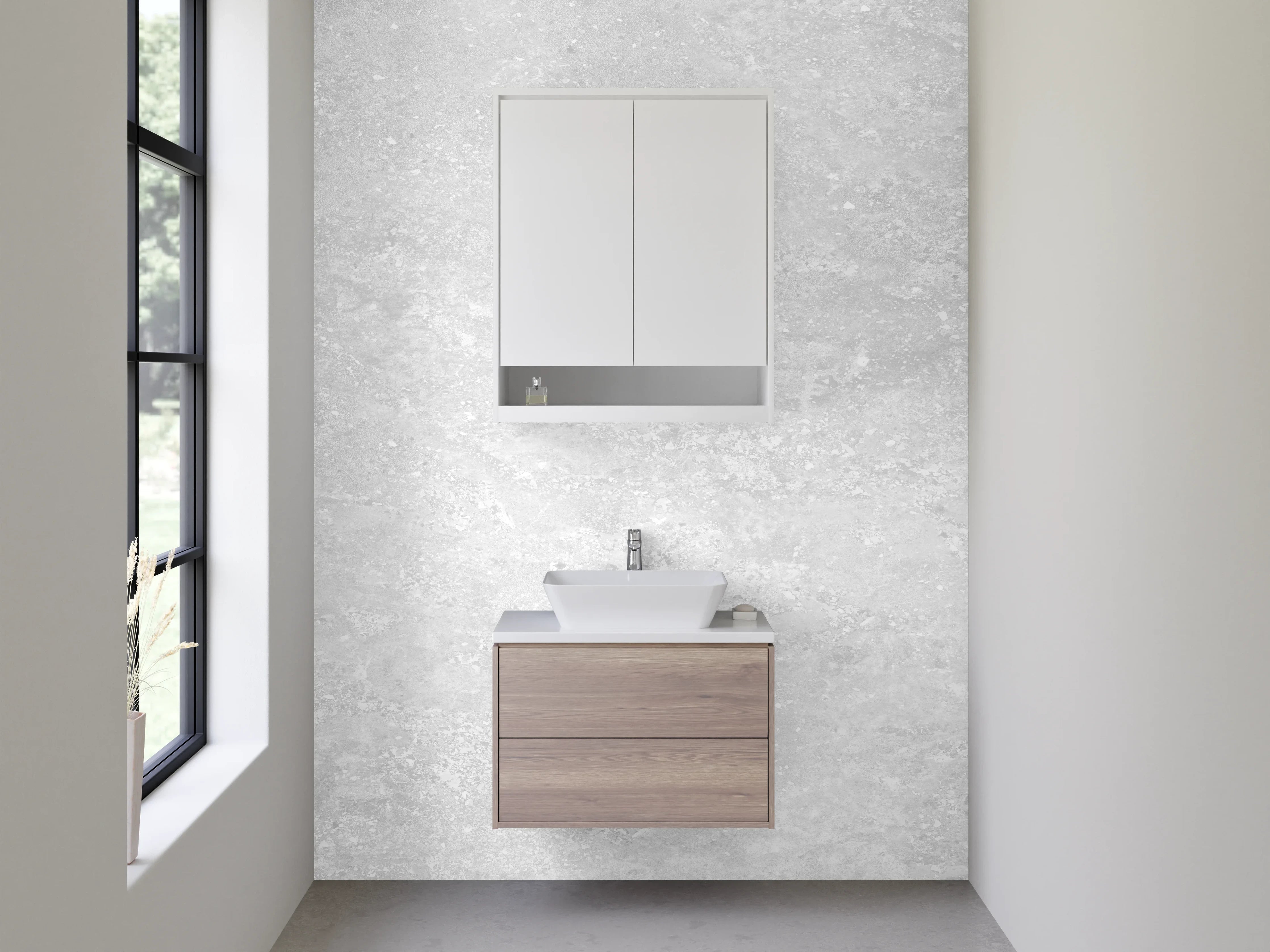 Waschbecken-Rückwand - Heller grauer Marmor mit feiner Textur