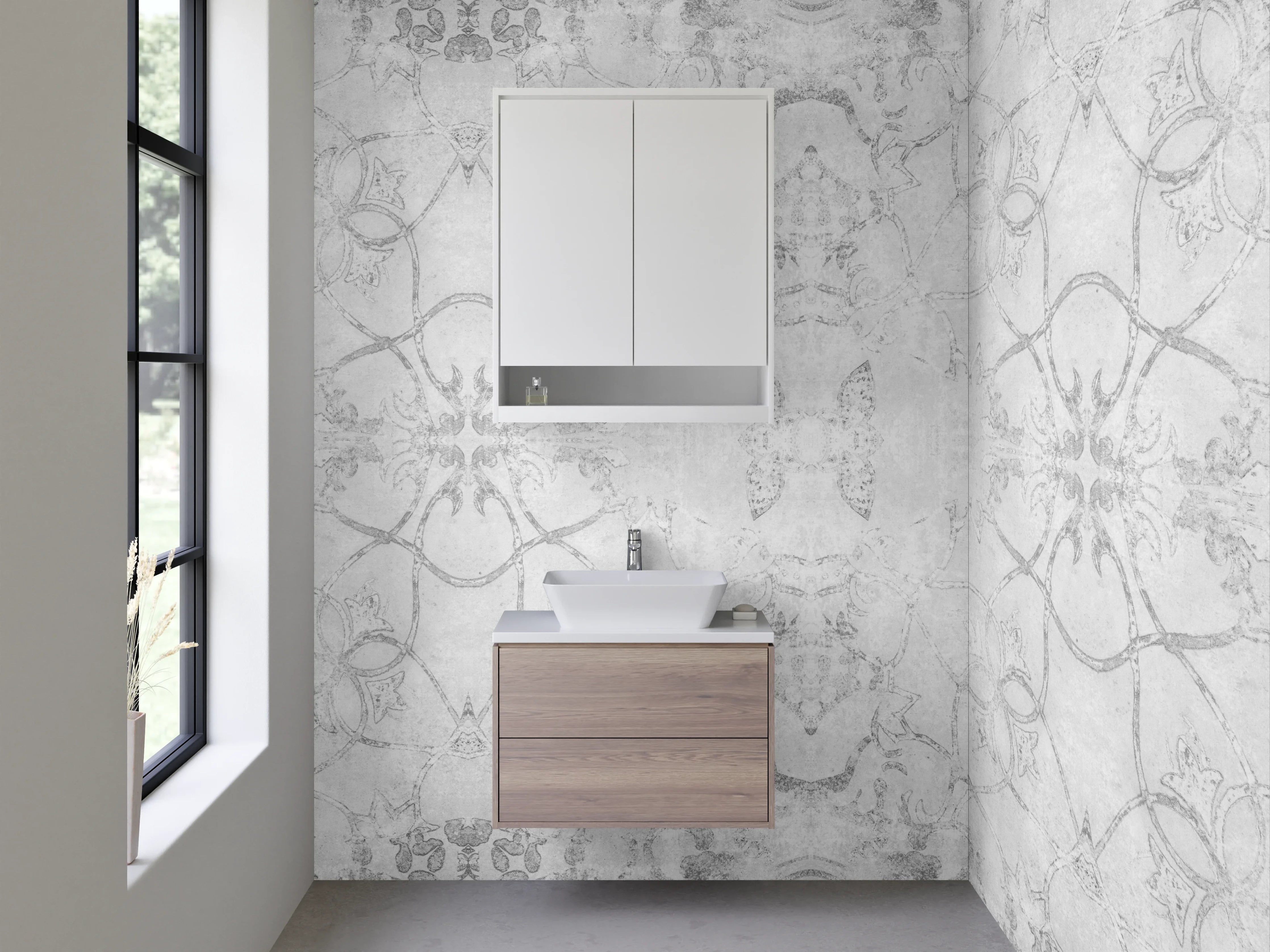 Waschbecken-Rückwand - Helles Grau-Muster_Wandgestaltung