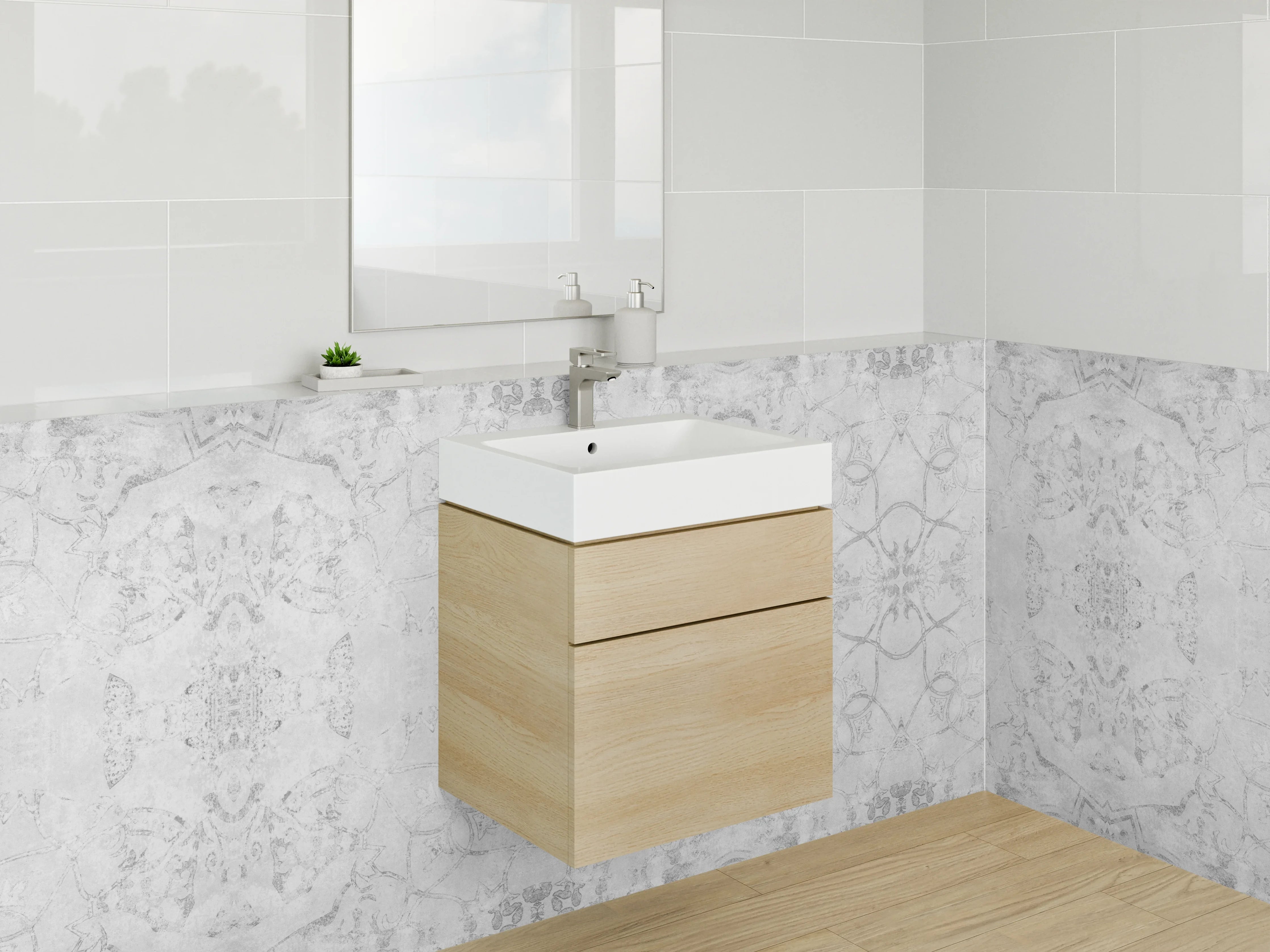 Waschbecken-Rückwand - Helles Grau-Muster_Wandgestaltung