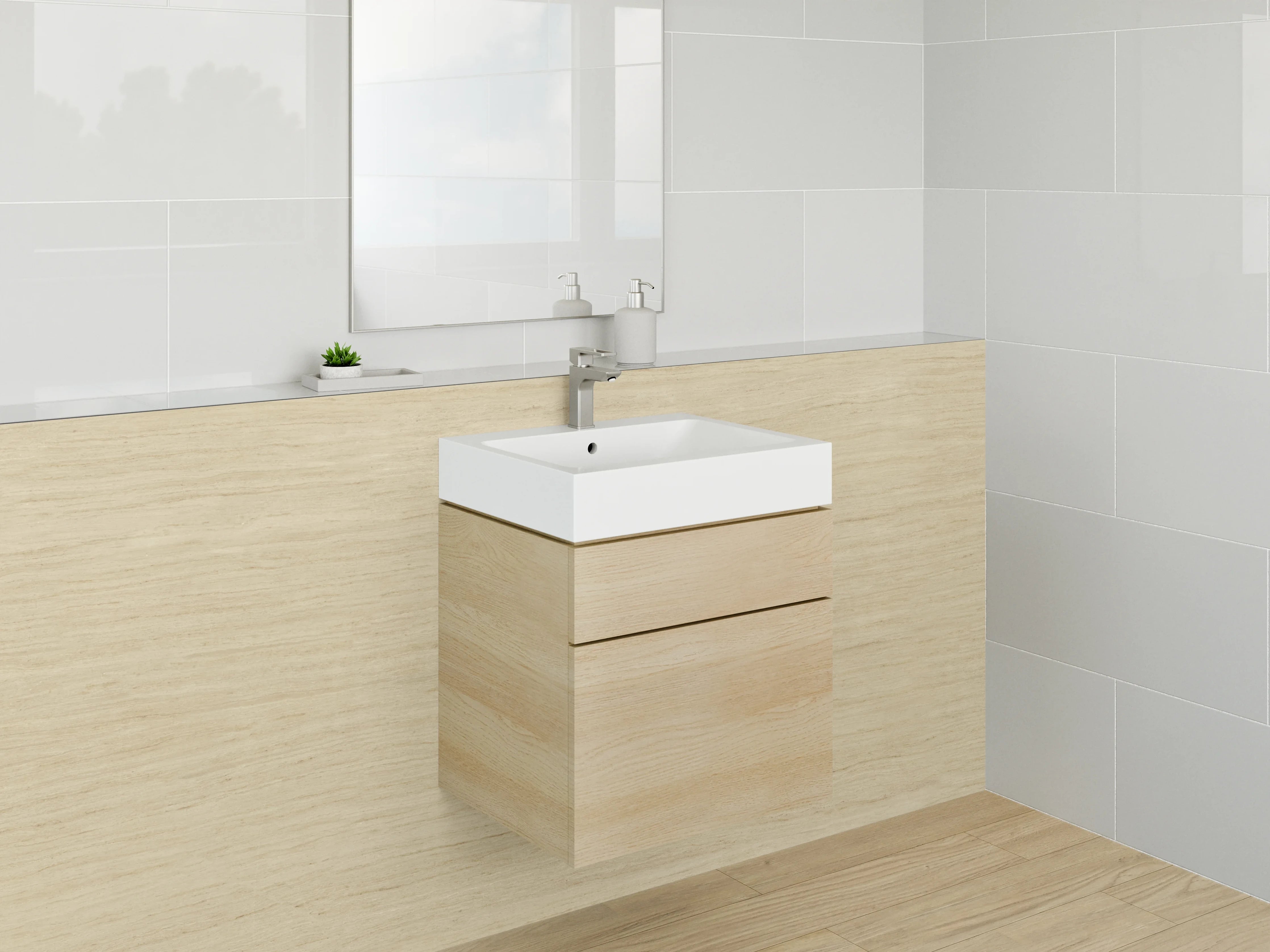 Waschbecken-Rückwand - Helles Holz mit feiner Maserung
