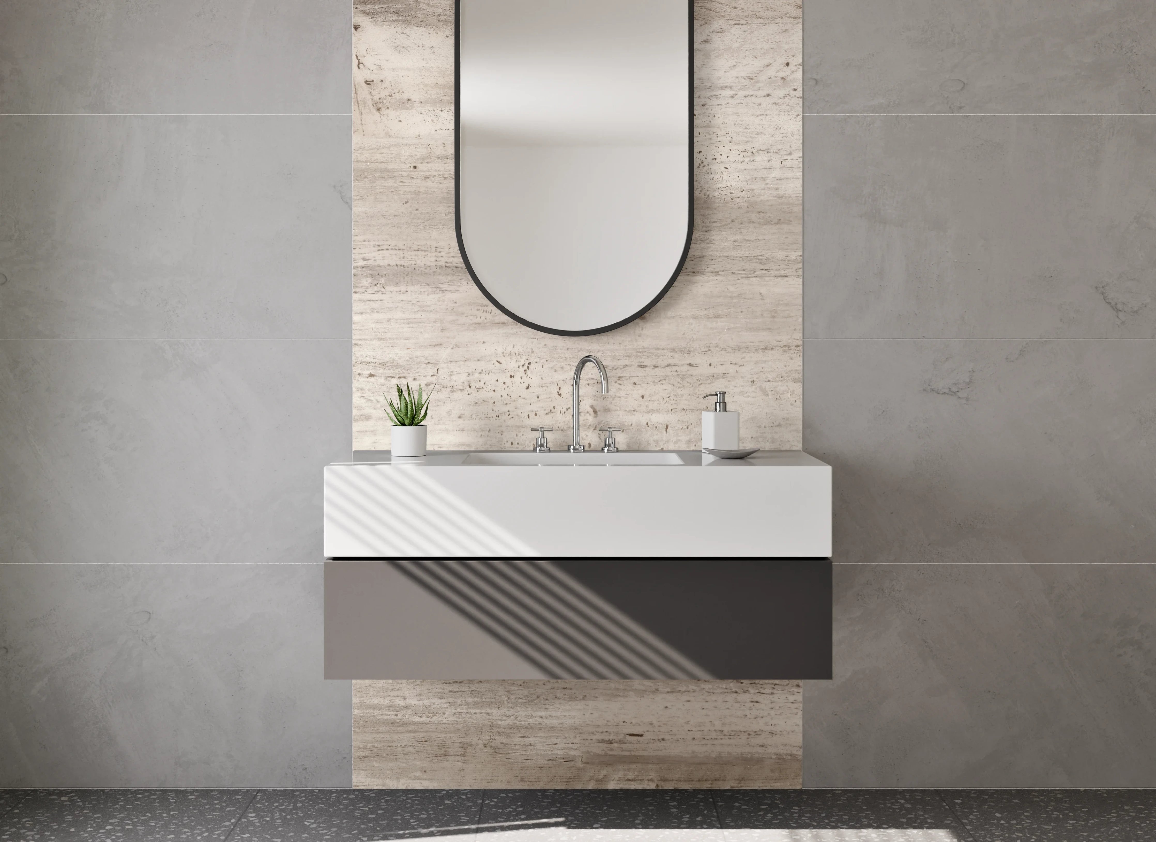 Waschbecken-Rückwand - Helles Holzdekor für moderne Räume