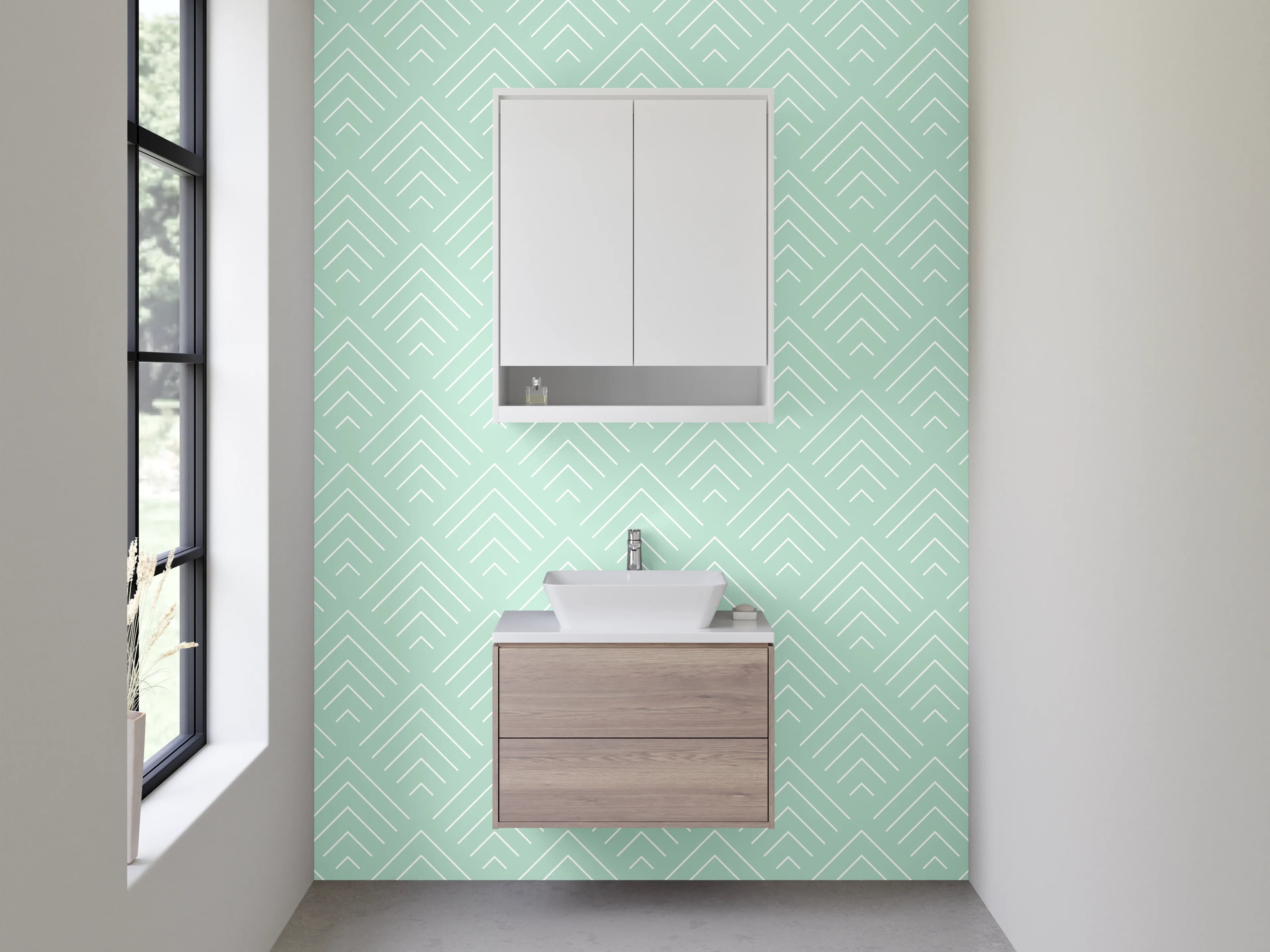 Waschbecken-Rückwand - Helles Mintgrün-Design mit Mustern