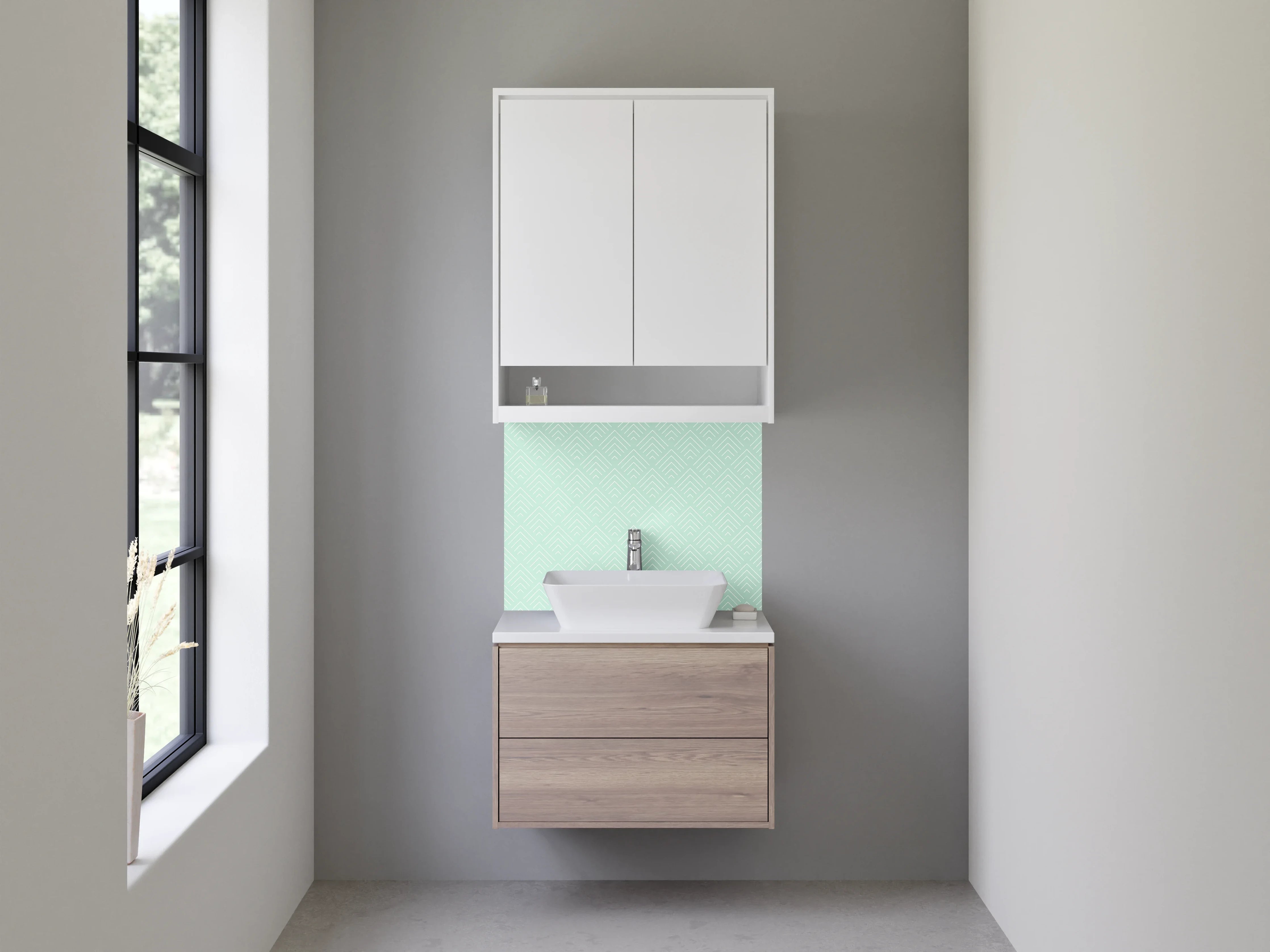 Waschbecken-Rückwand - Helles Mintgrün-Design mit Mustern