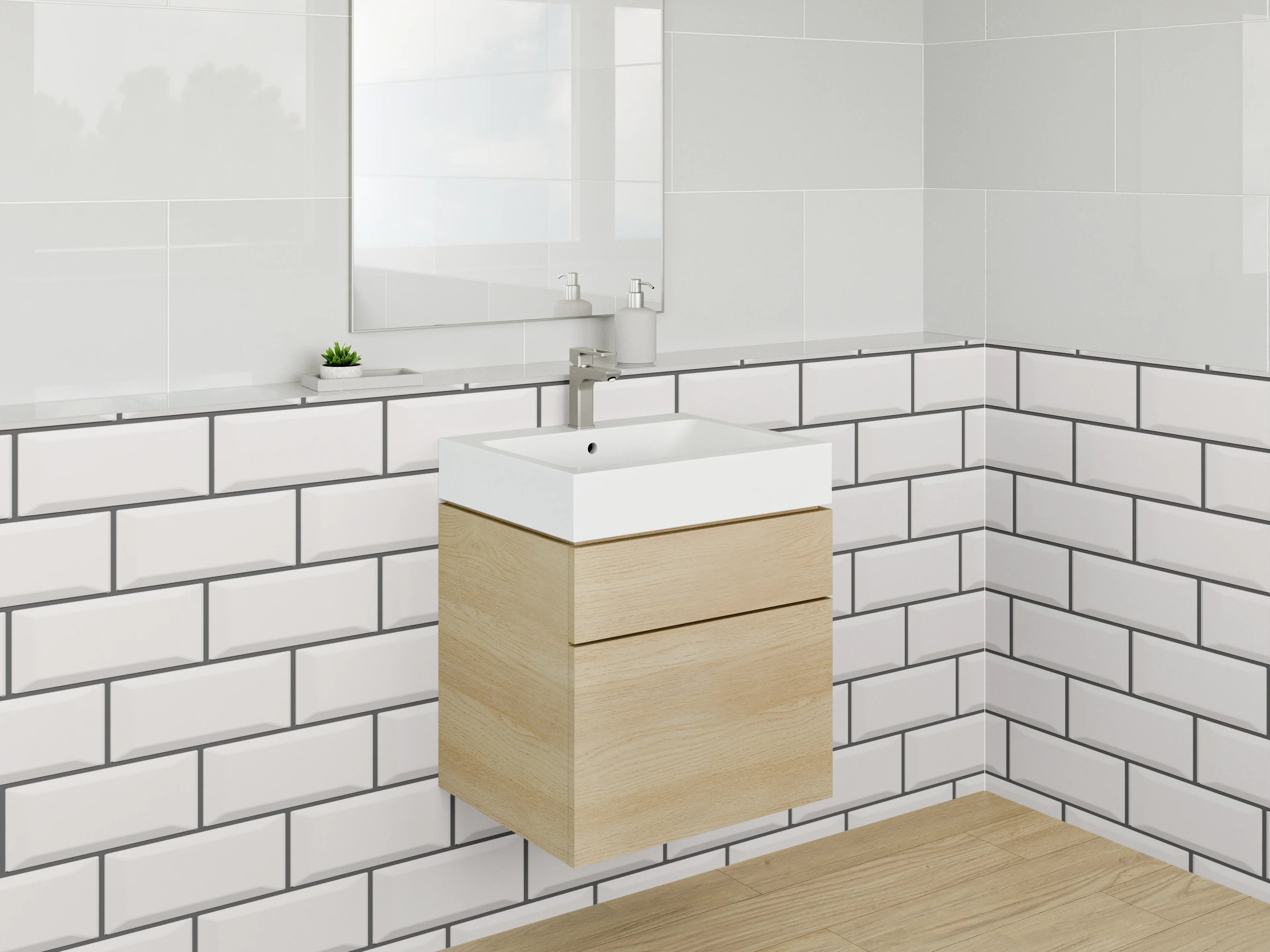 Waschbecken-Rückwand - Helles Ziegelmauer-Design in Grau