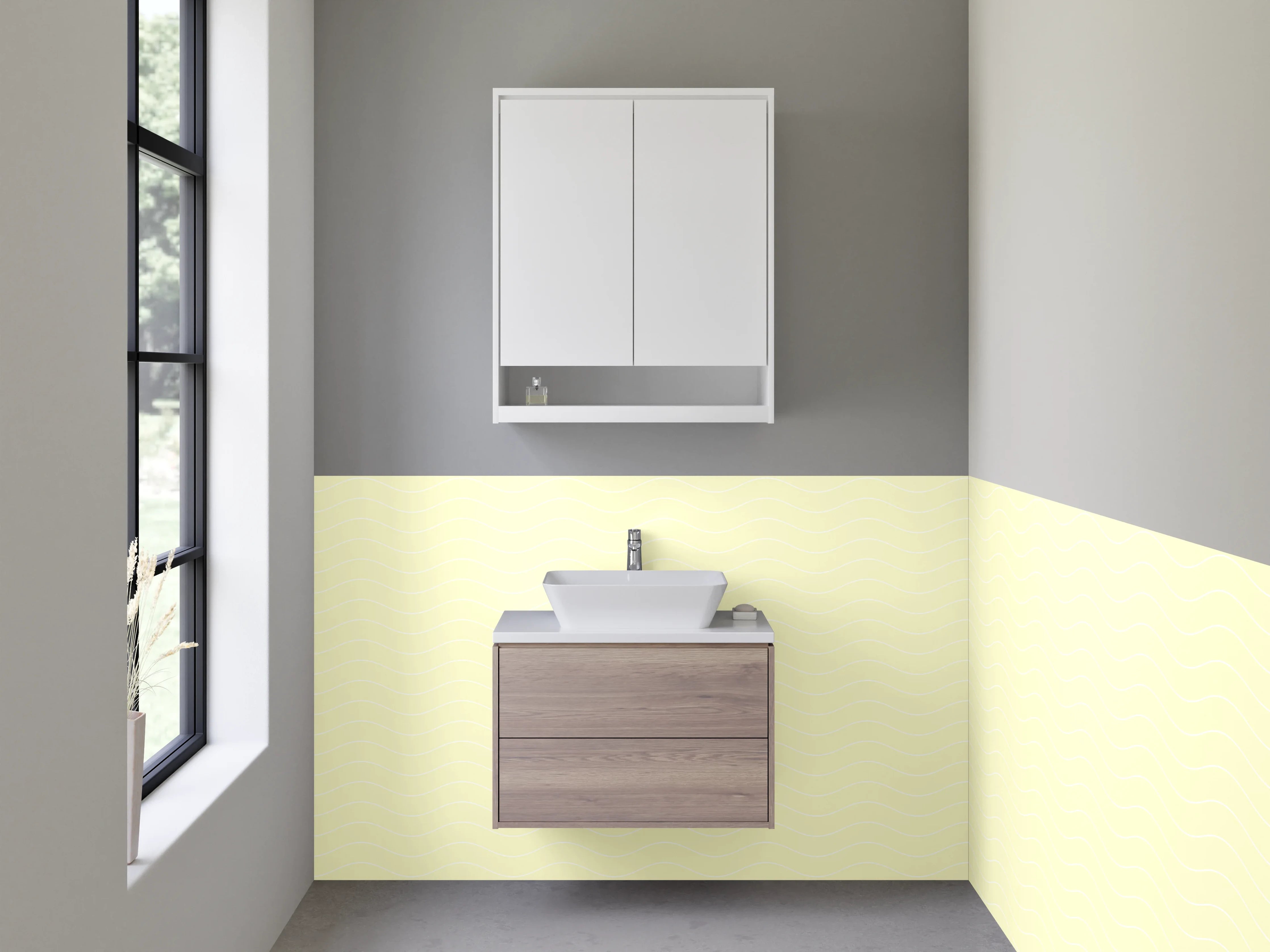 Waschbecken-Rückwand - Helles, neutrales Raumdesign