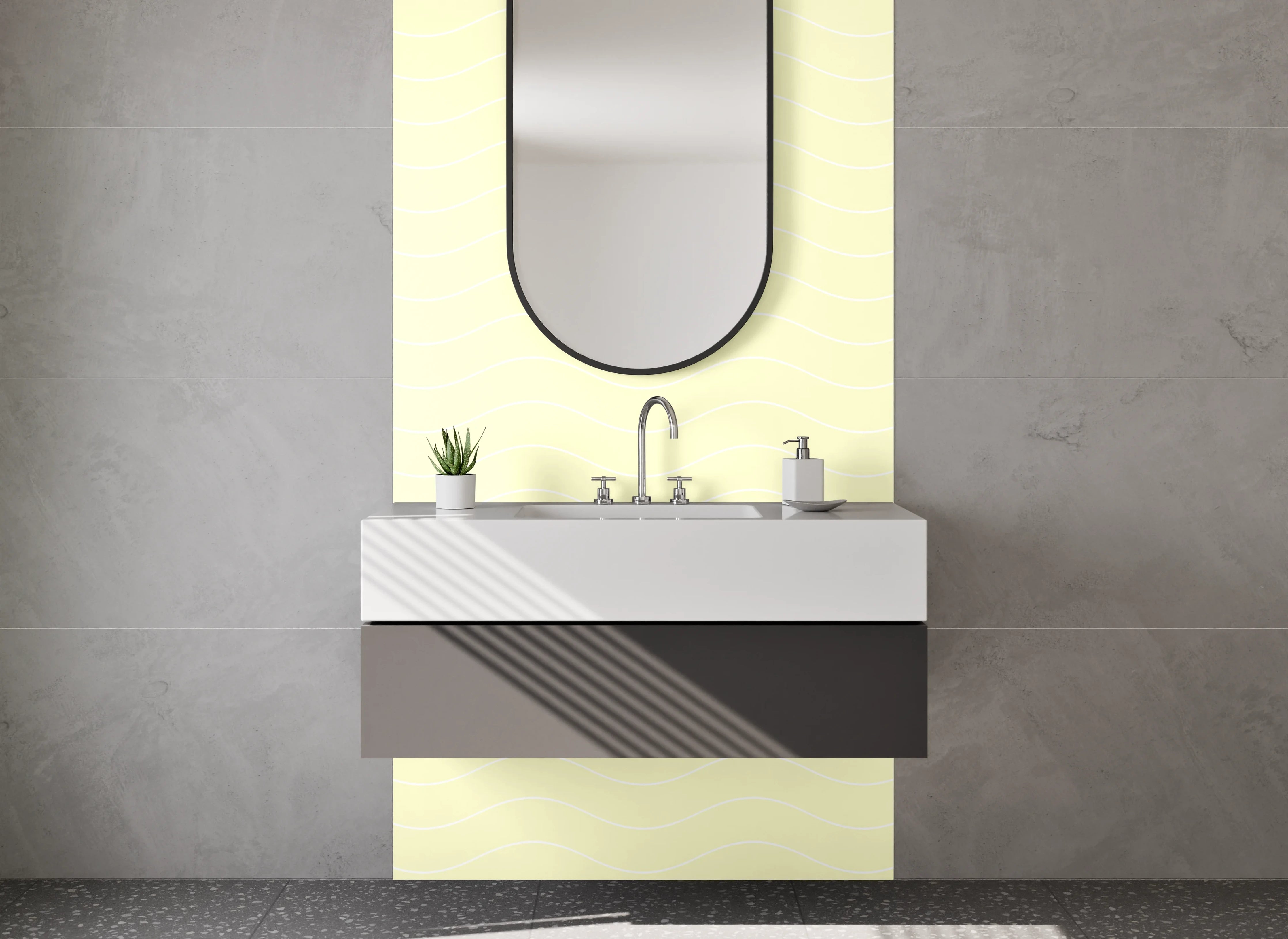 Waschbecken-Rückwand - Helles, neutrales Raumdesign