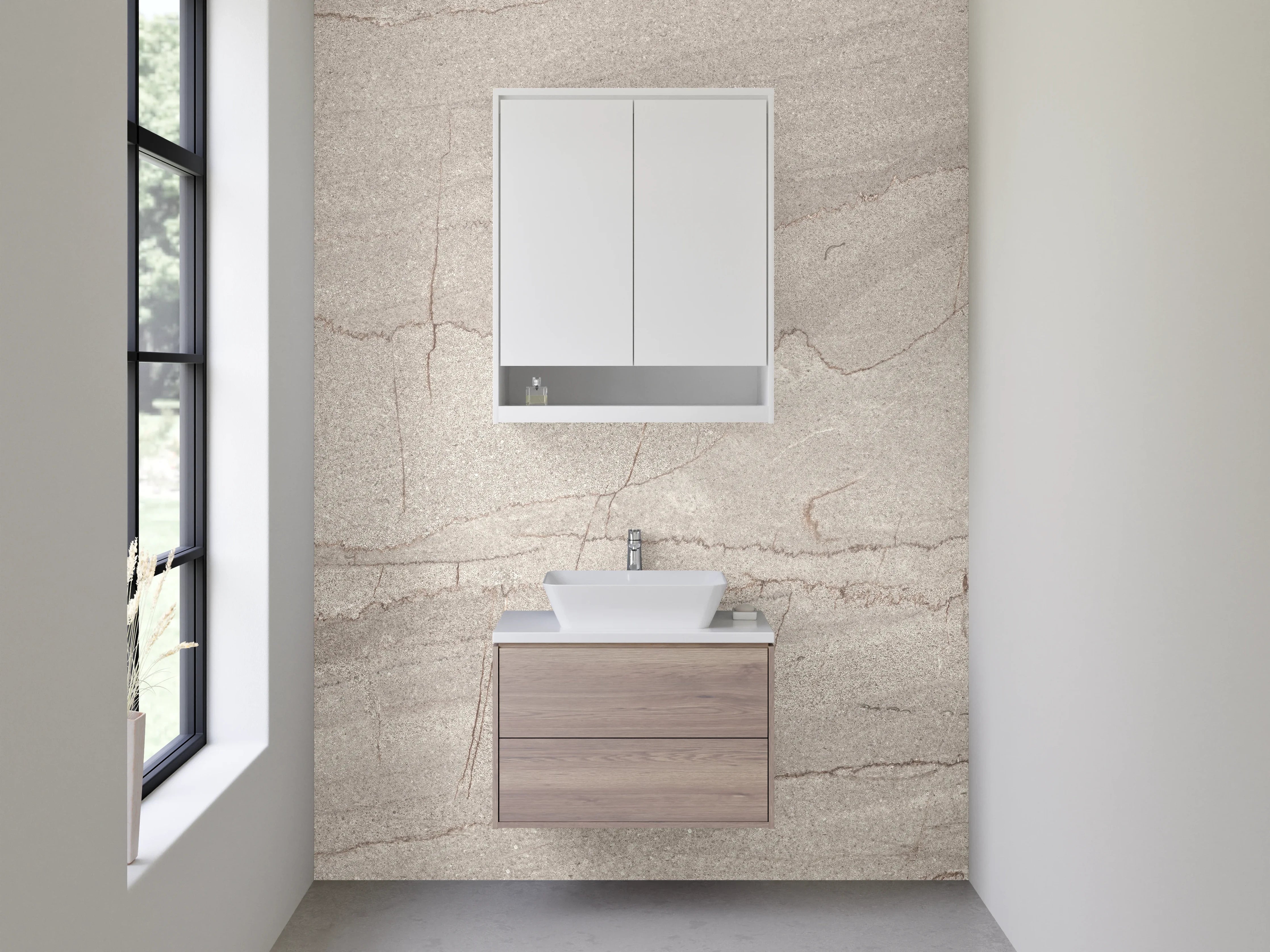 Waschbecken-Rückwand - Hellgrauer Marmor-Look für Rückwände