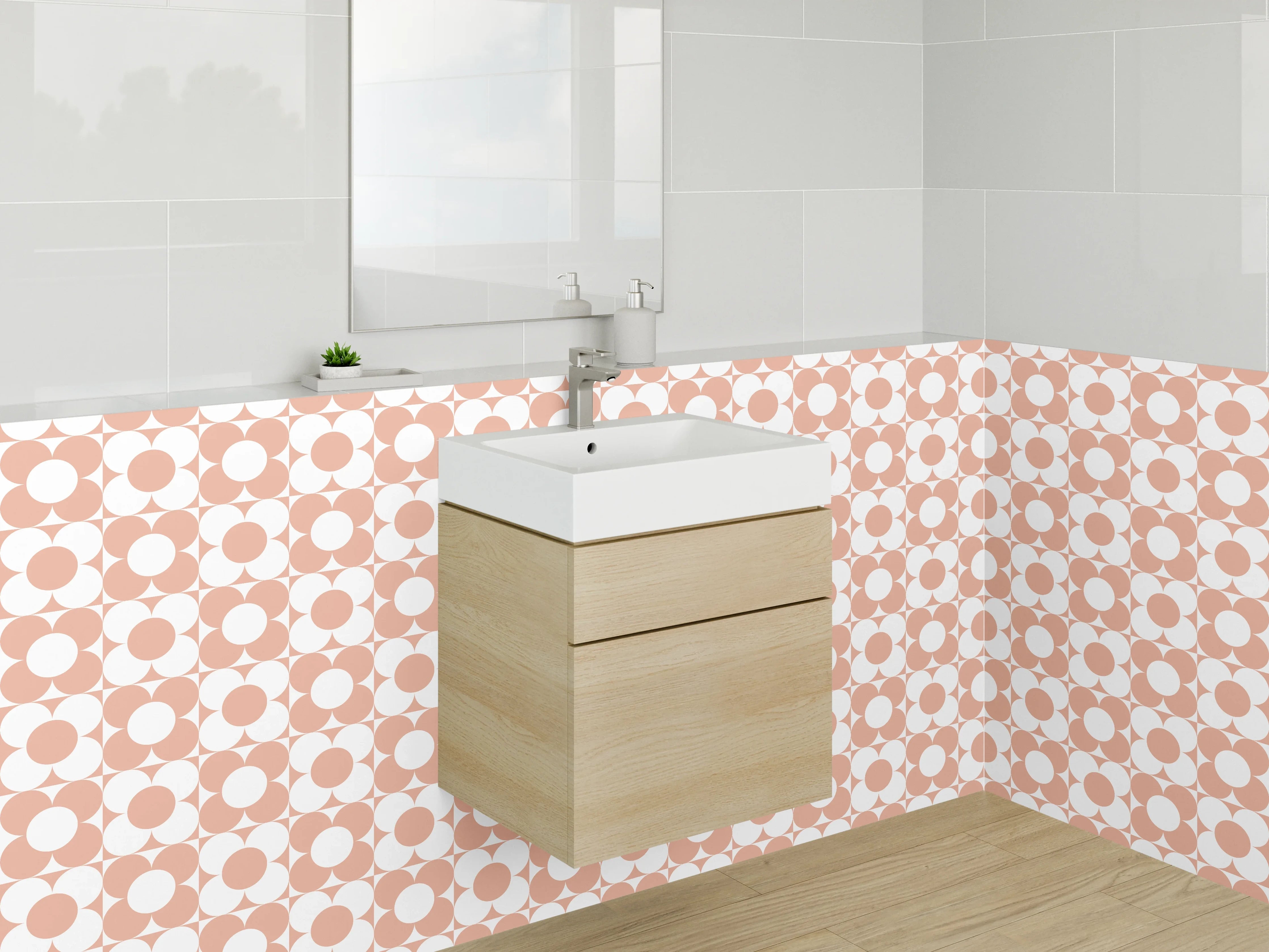 Waschbecken-Rückwand - Hellorange geometrisches Muster