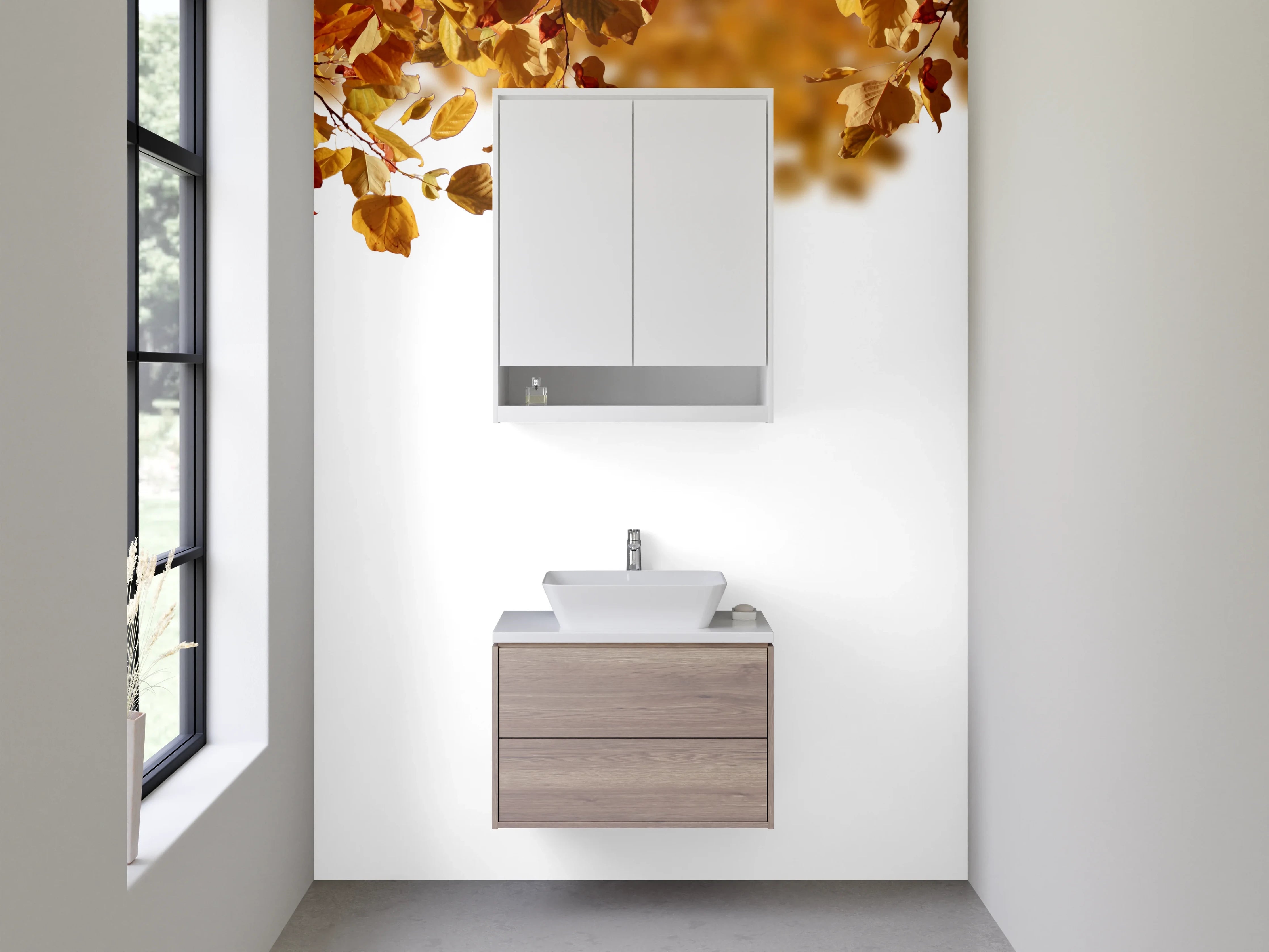 Waschbecken-Rückwand - Herbstlaub Design für Küchenrückwand