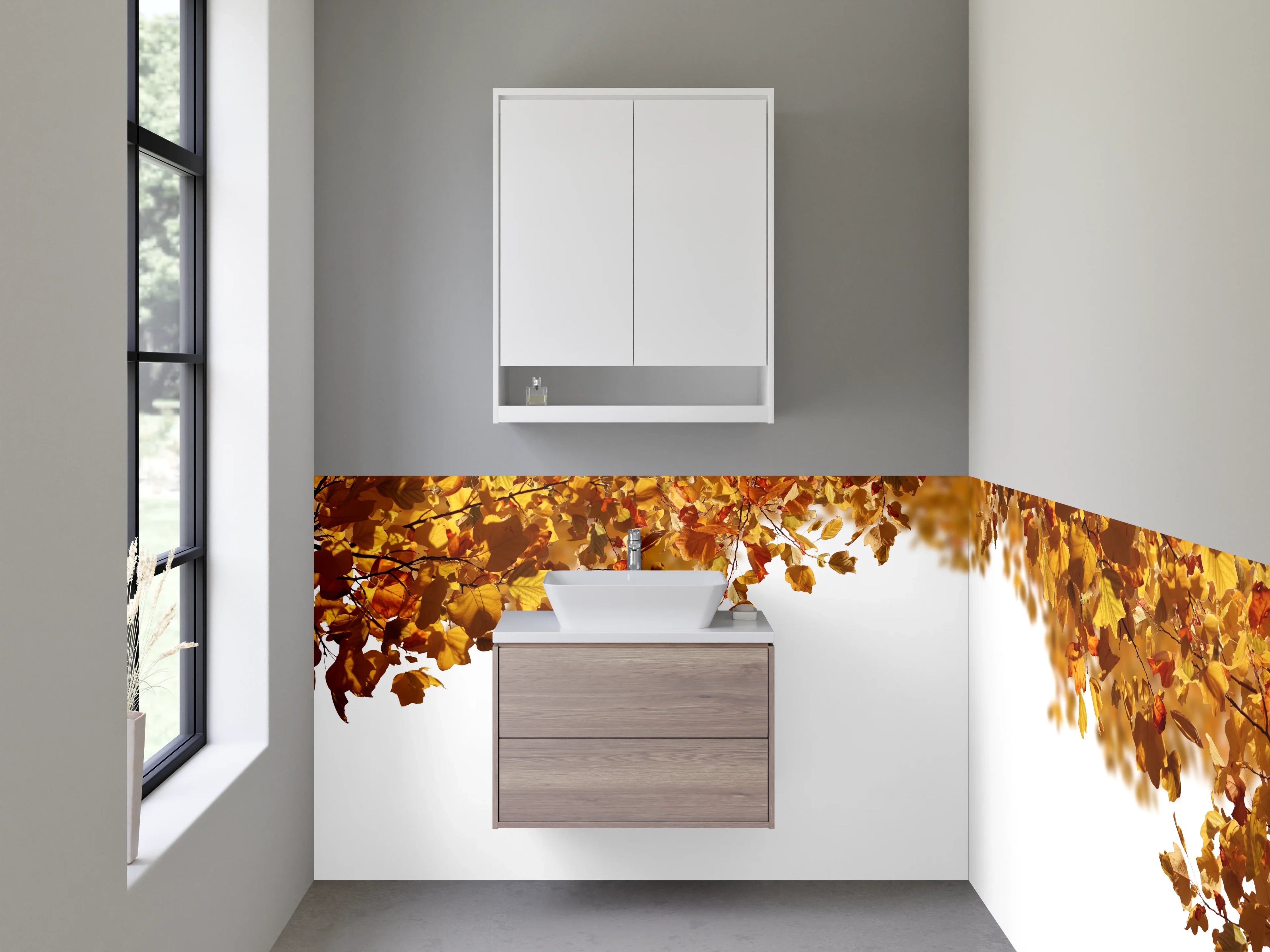 Waschbecken-Rückwand - Herbstlaub Design für Küchenrückwand