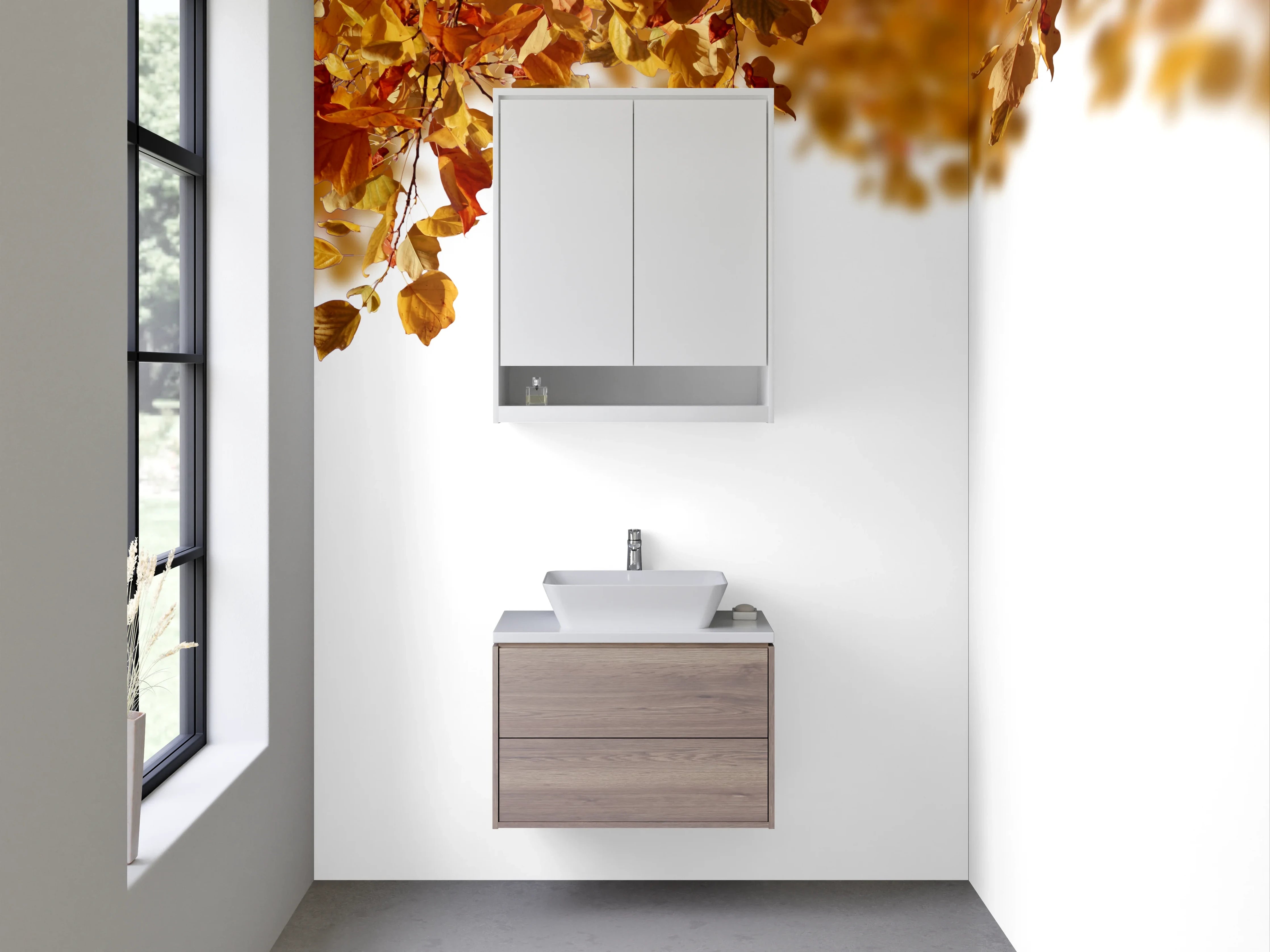 Waschbecken-Rückwand - Herbstlaub Design für Küchenrückwand