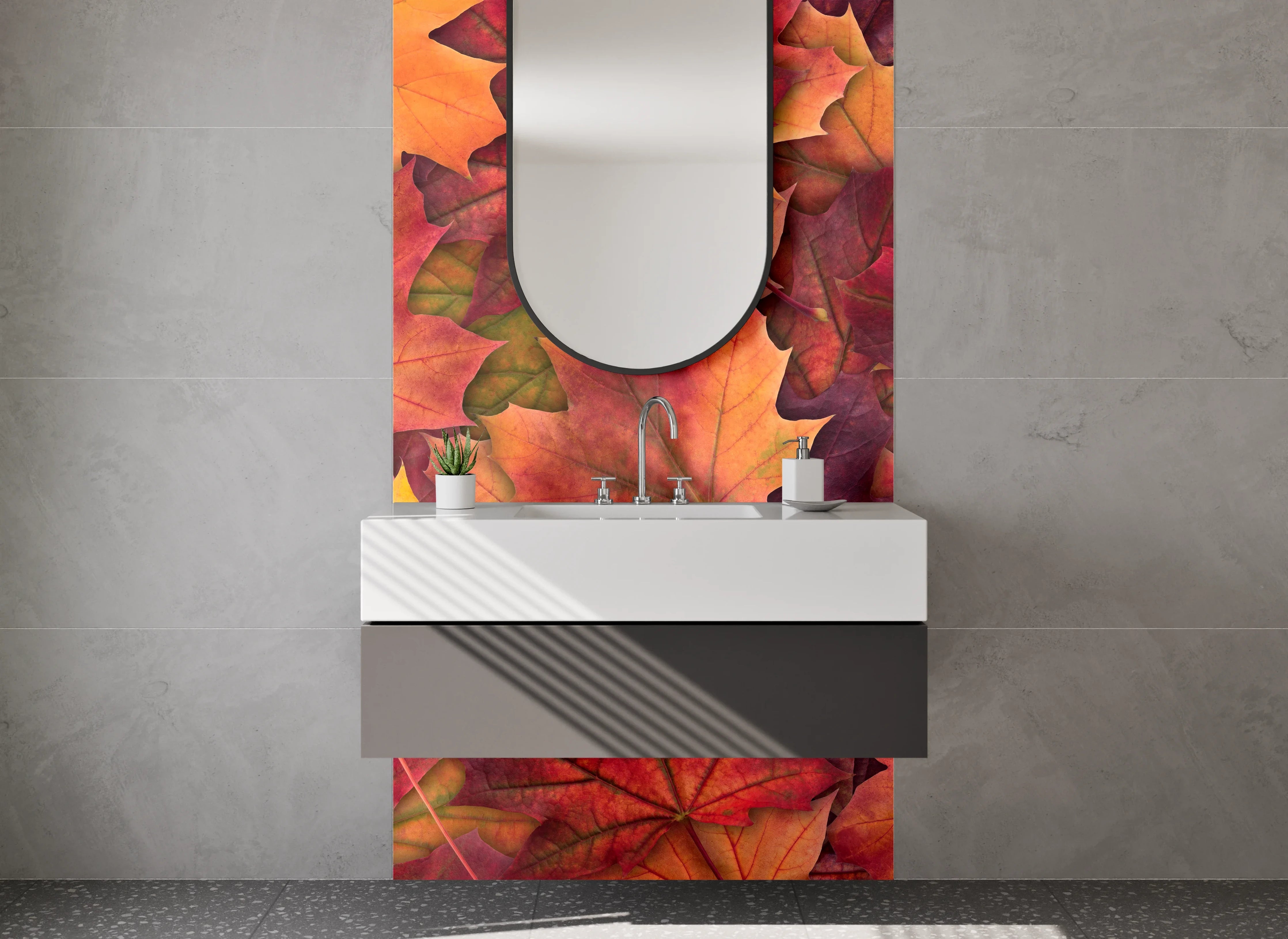 Waschbecken-Rückwand - Herbstliche Ahornblätter Muster