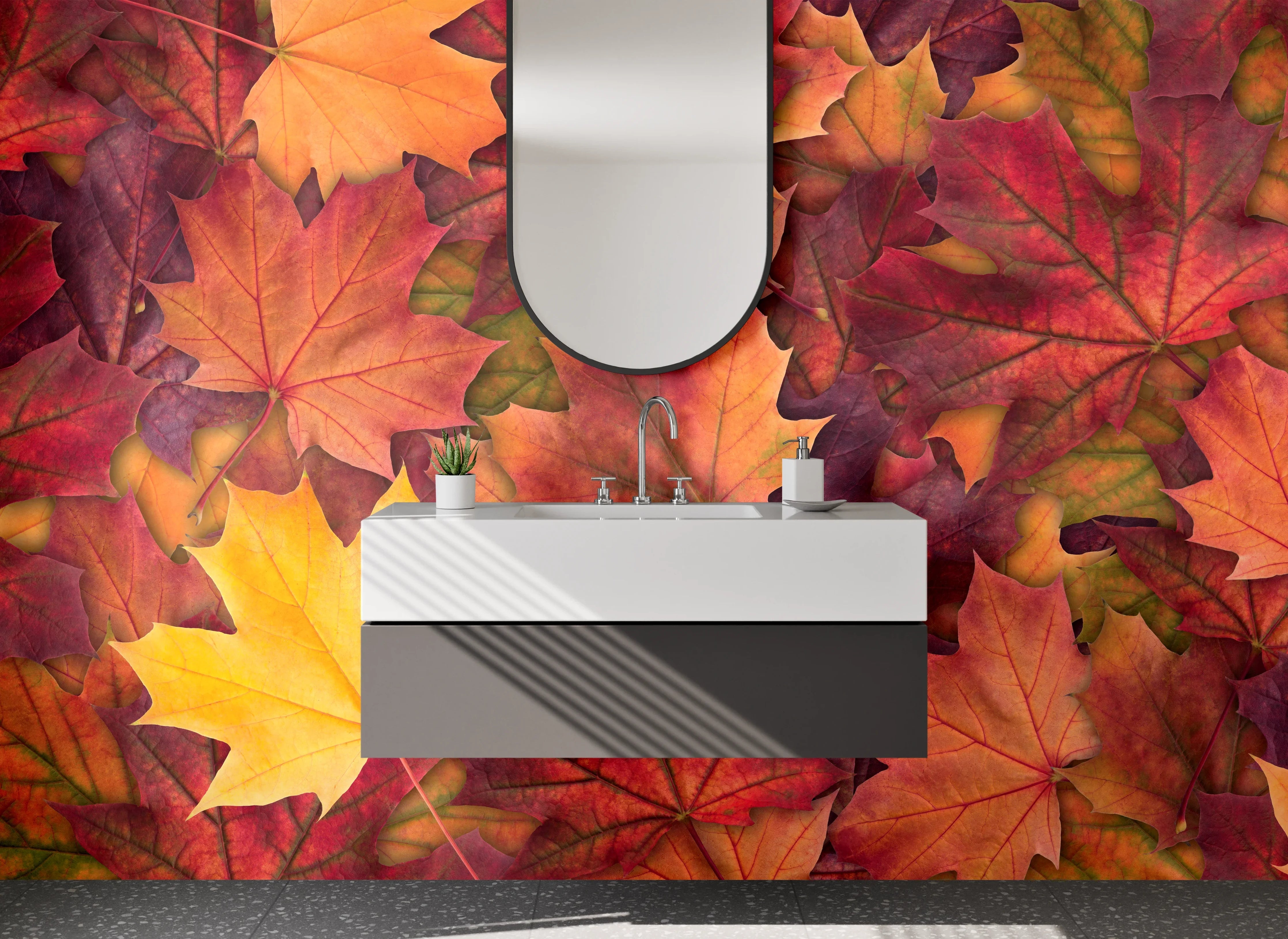 Waschbecken-Rückwand - Herbstliche Ahornblätter Muster