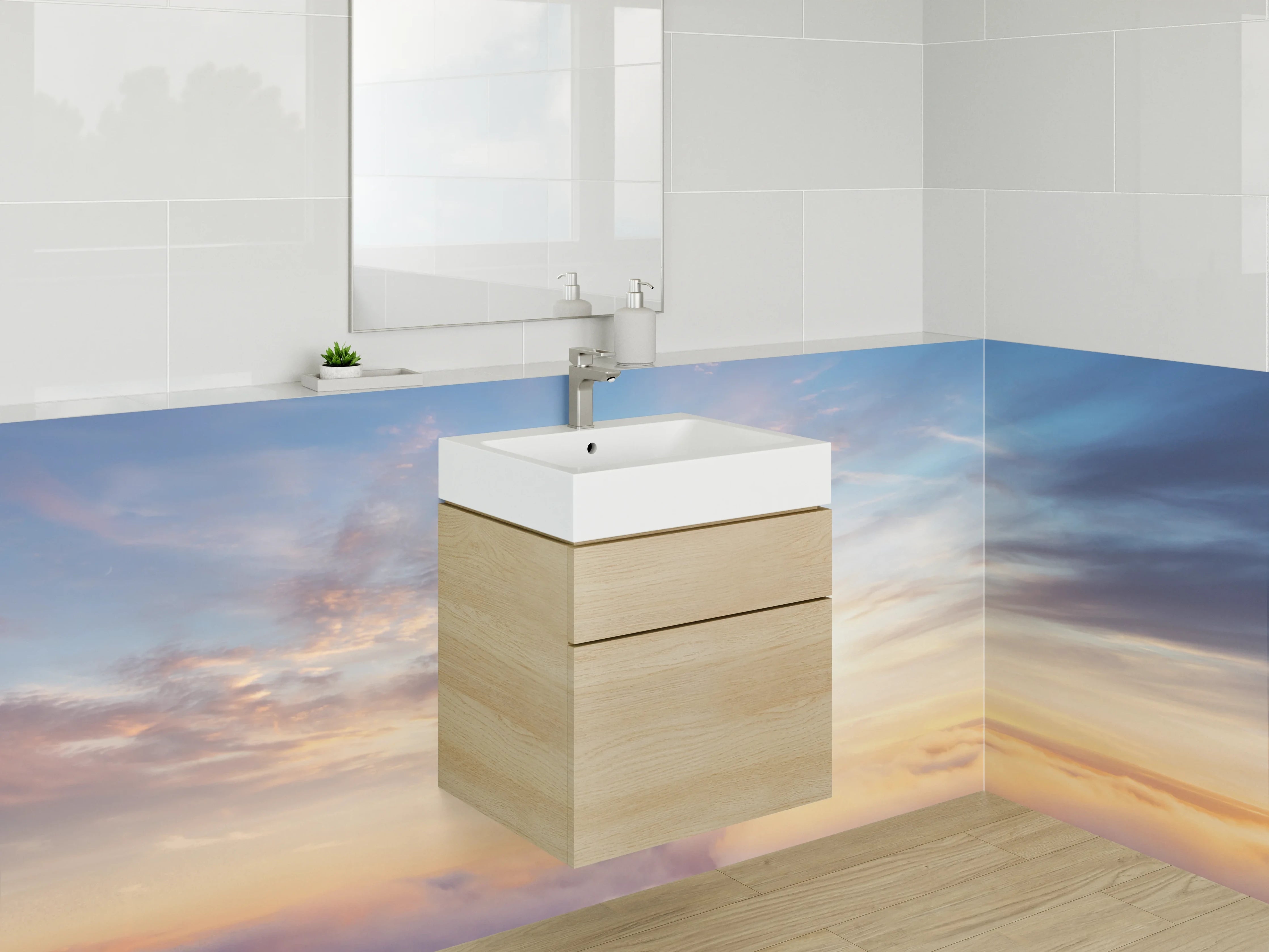 Waschbecken-Rückwand - Himmel und Wolken über den Wolken