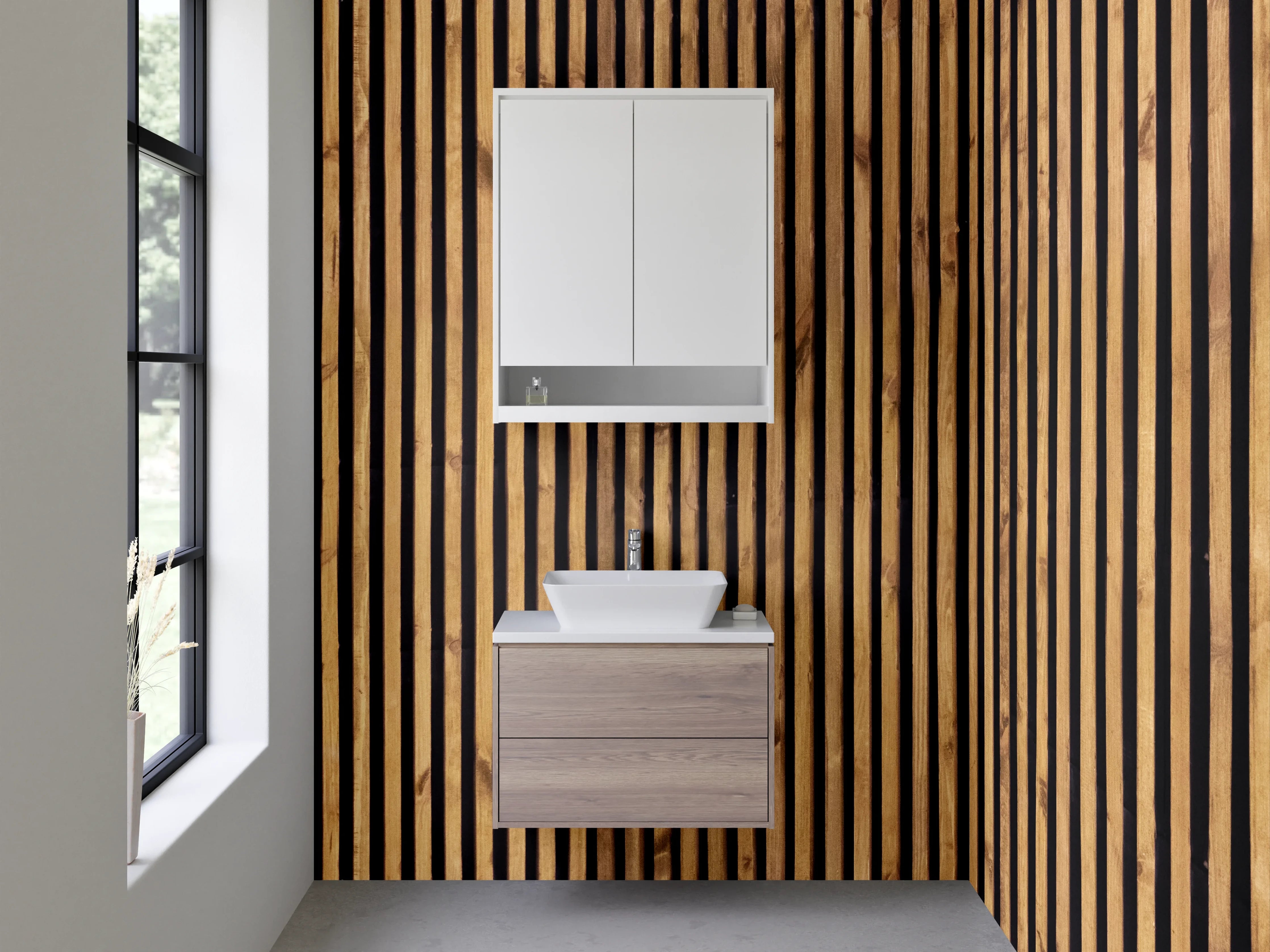 Waschbecken-Rückwand - Holzlatte Vertikal Muster