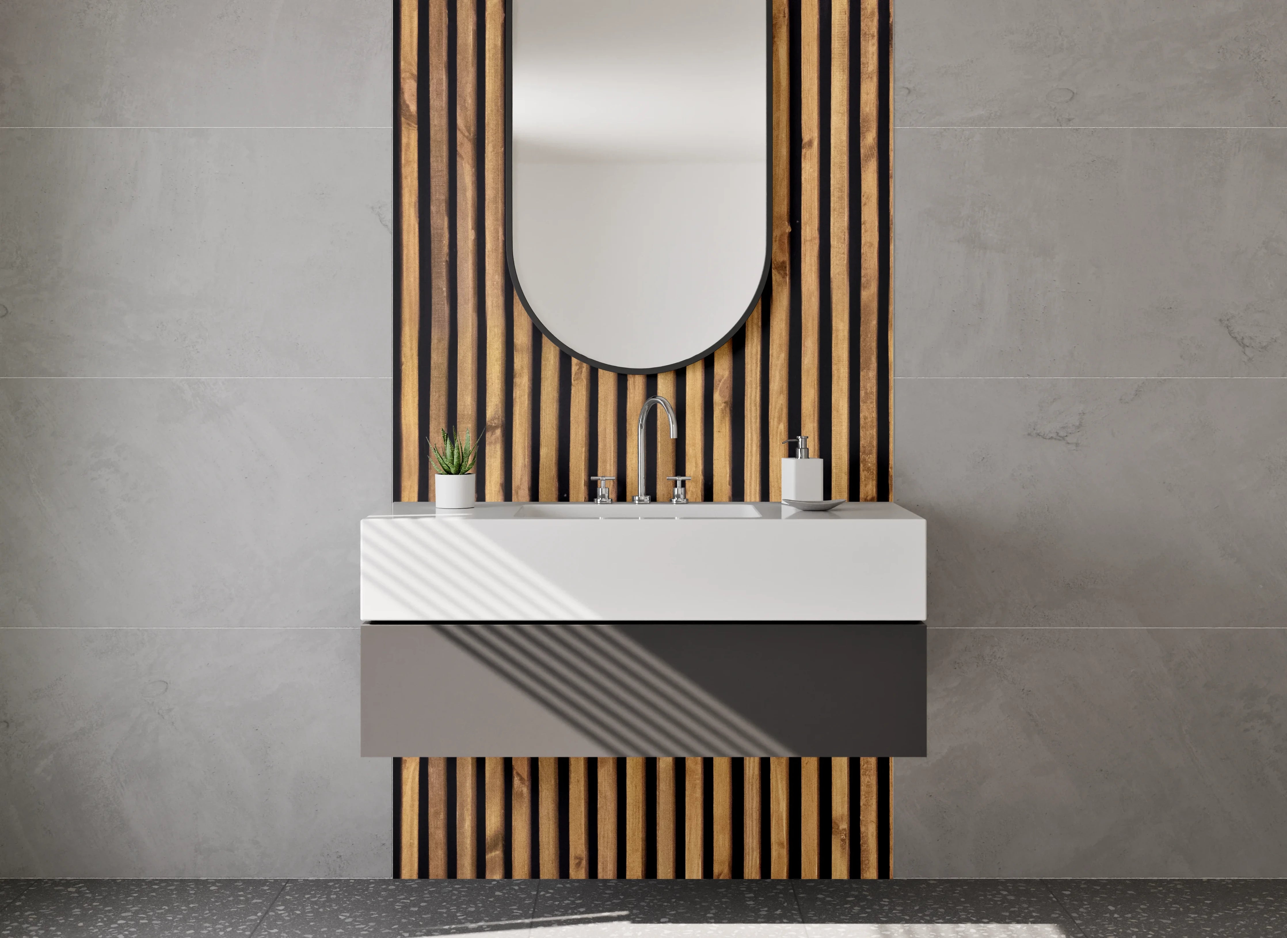 Waschbecken-Rückwand - Holzlatte Vertikal Muster