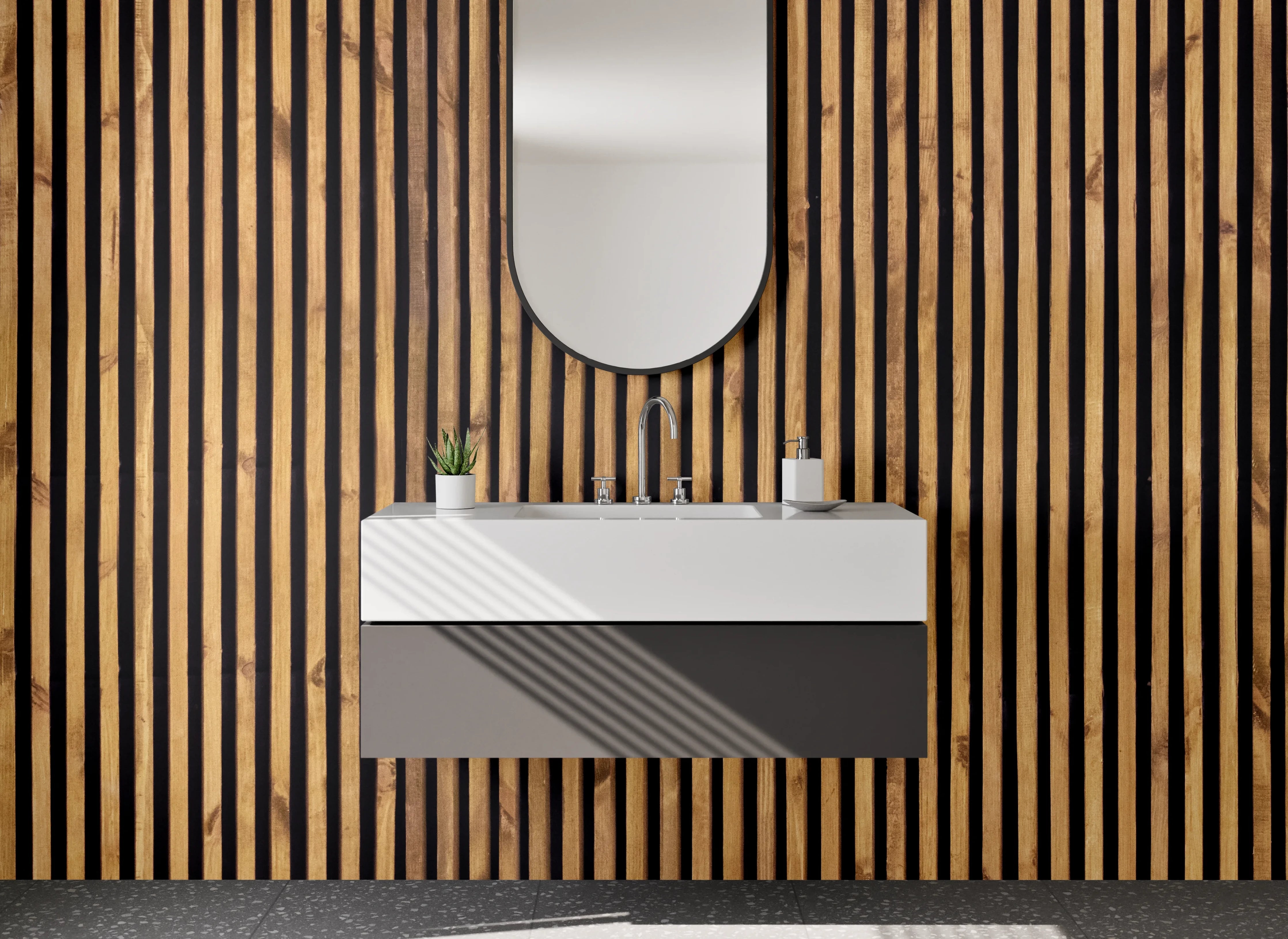 Waschbecken-Rückwand - Holzlatte Vertikal Muster