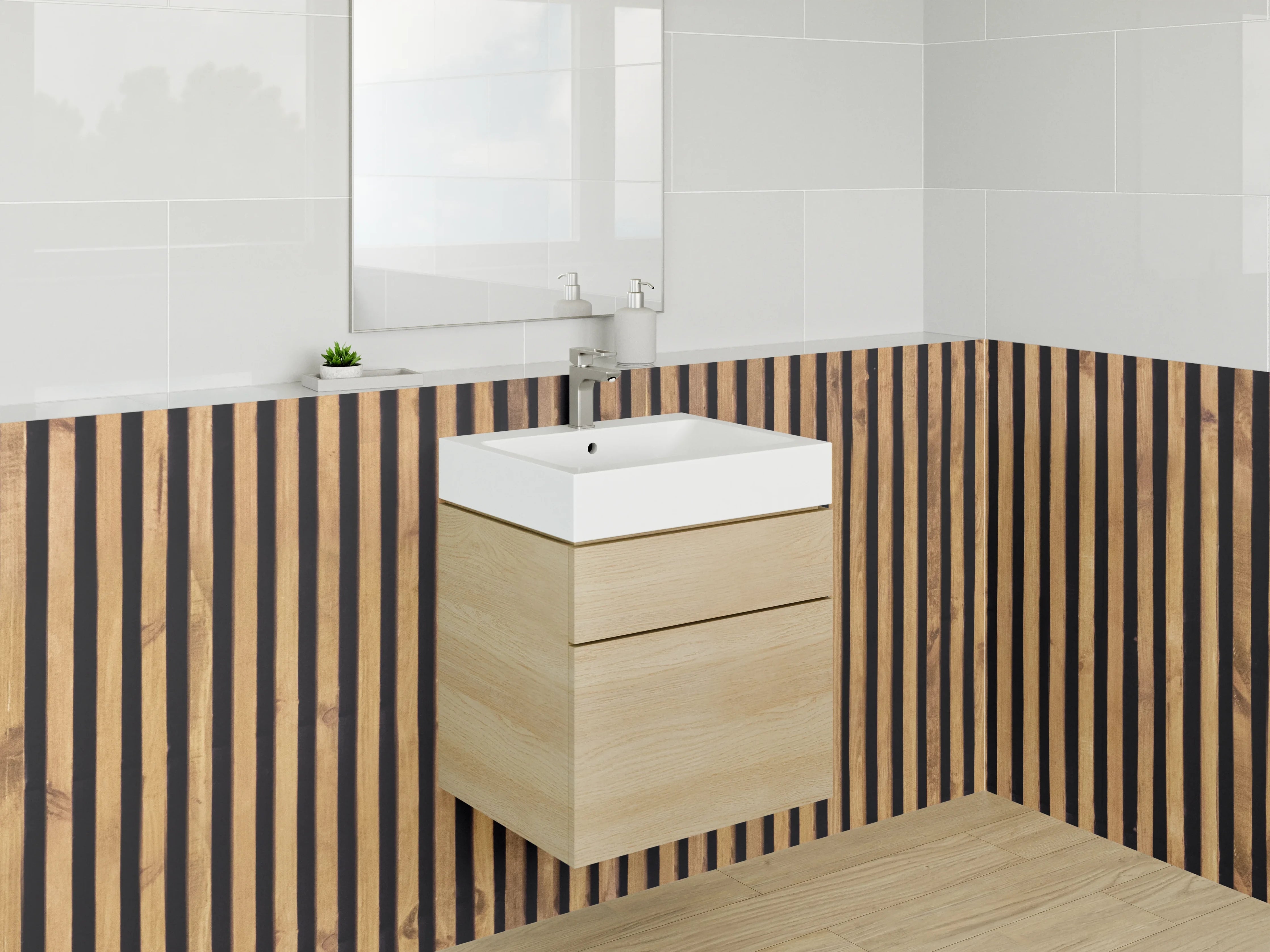 Waschbecken-Rückwand - Holzlatte Vertikal Muster