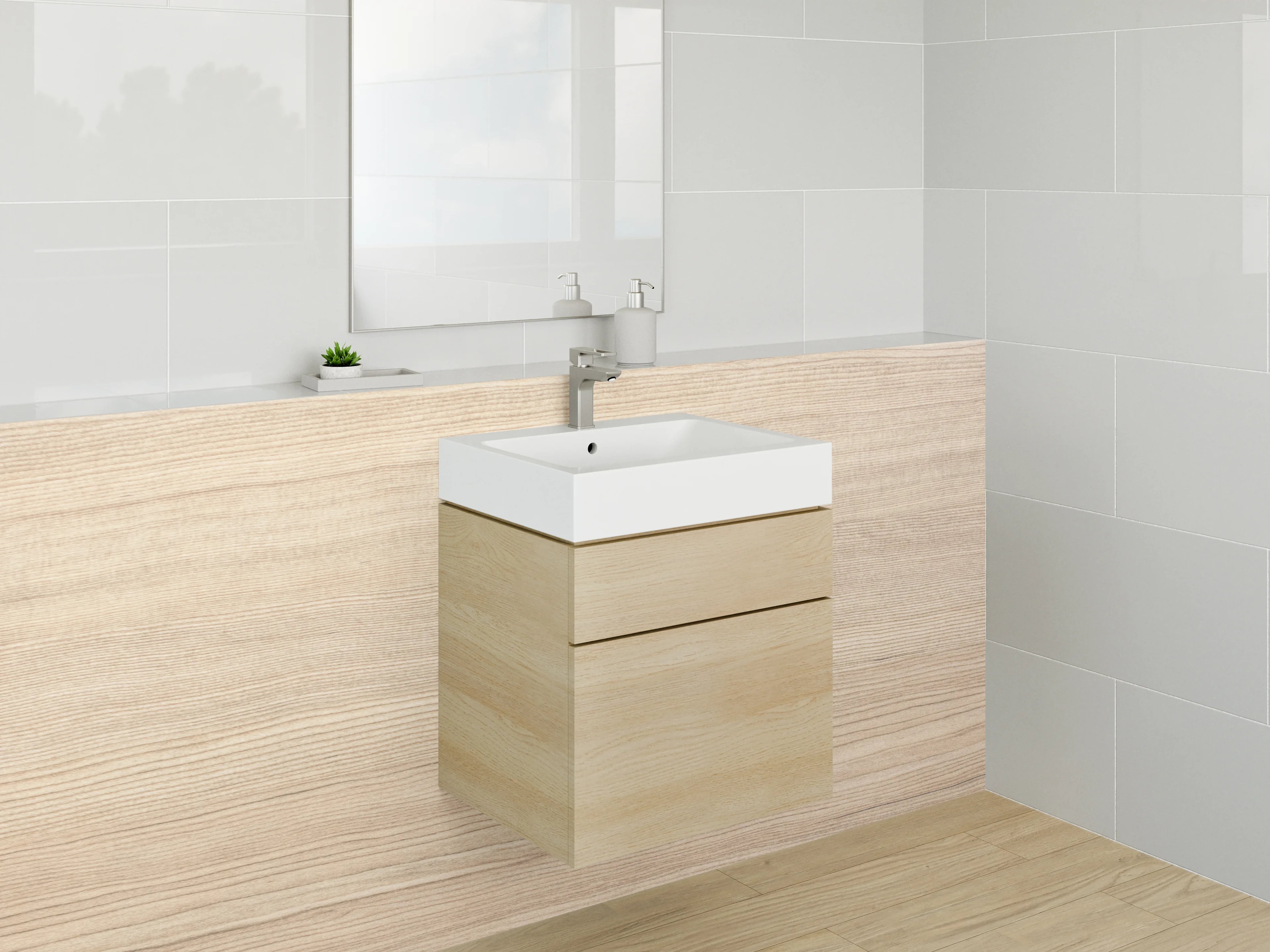 Waschbecken-Rückwand - Holzoptik Beige Dekorplatte