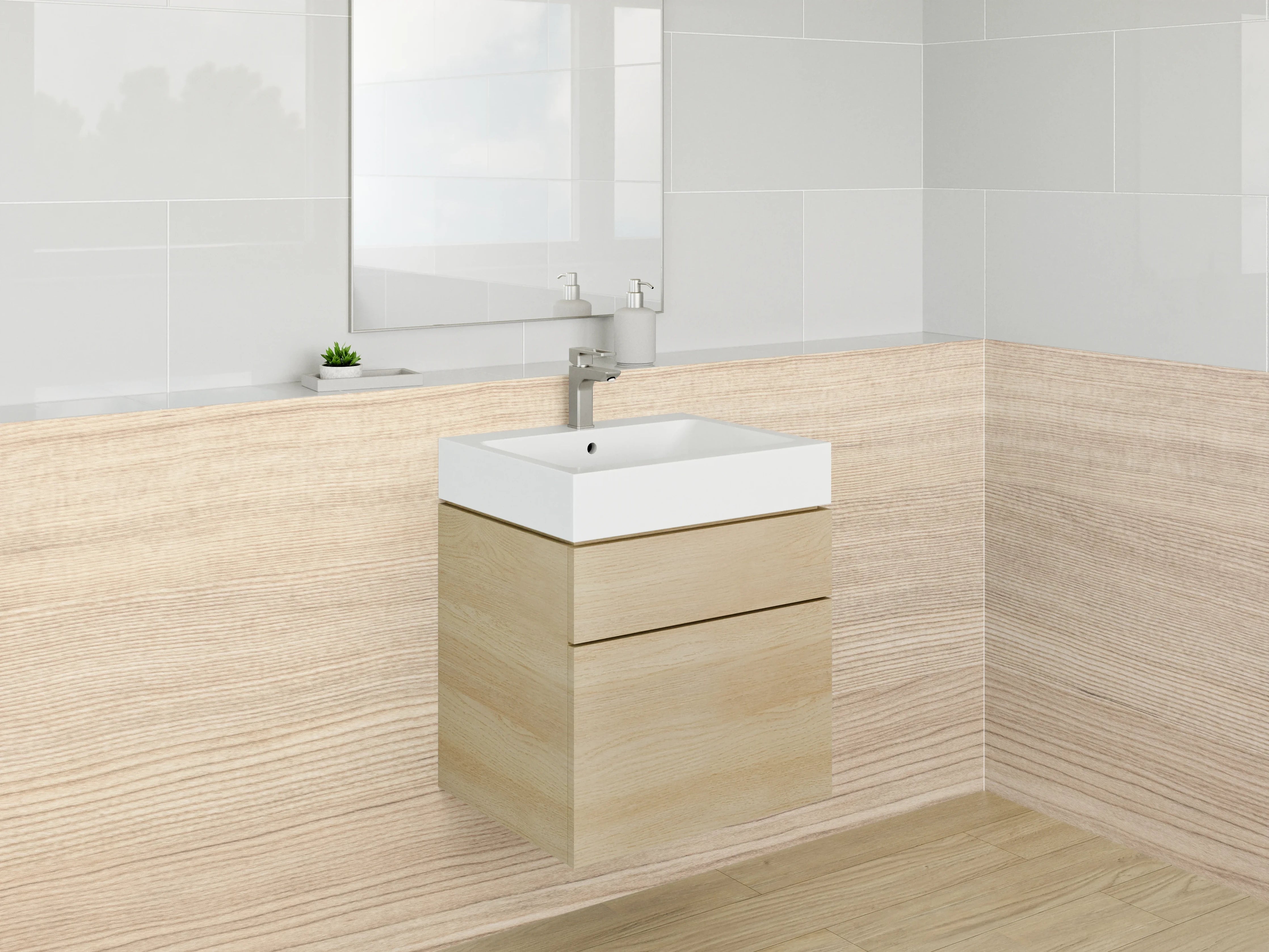 Waschbecken-Rückwand - Holzoptik Beige Dekorplatte