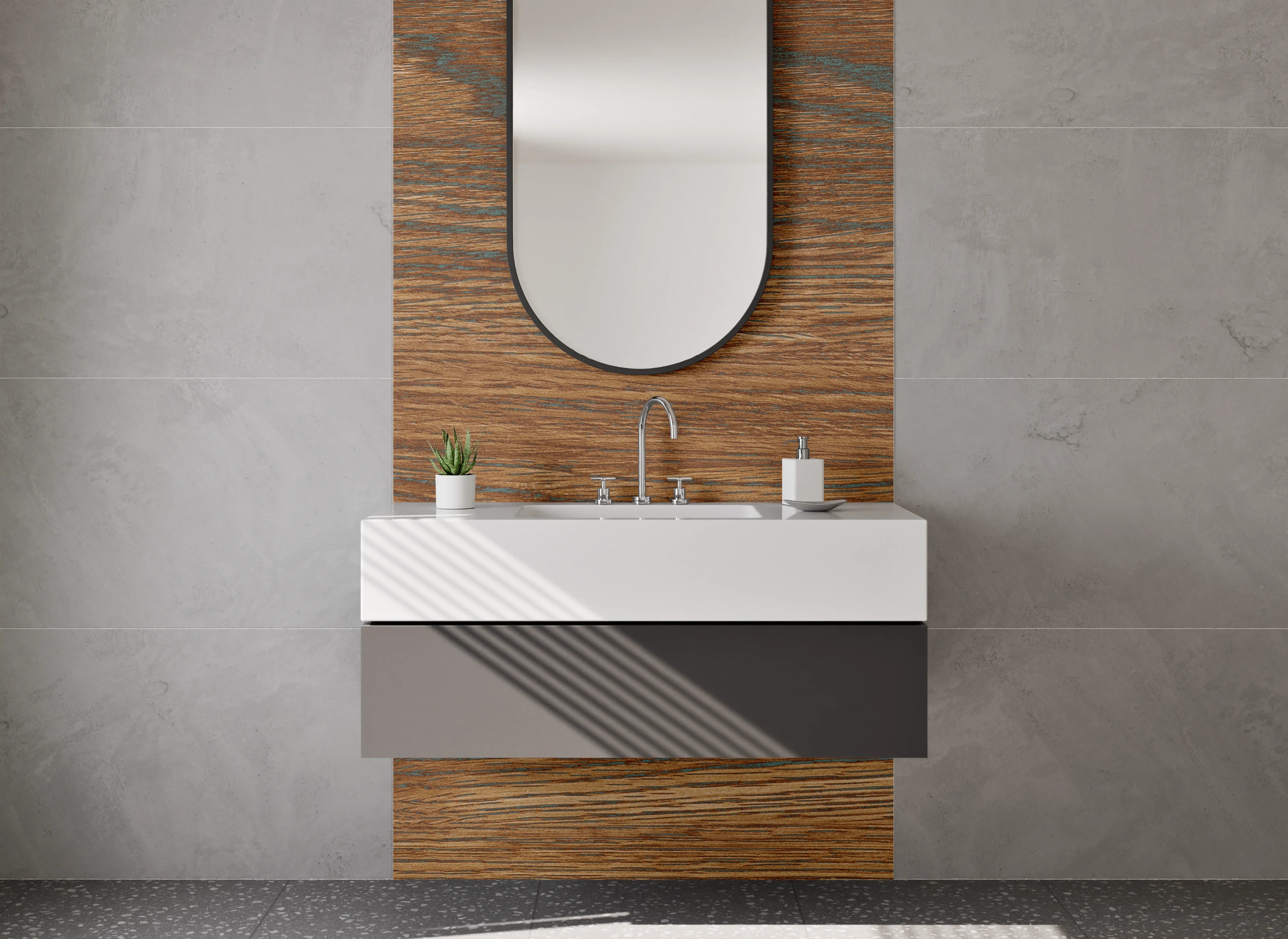 Waschbecken-Rückwand - Holzoptik Braun Struktur
