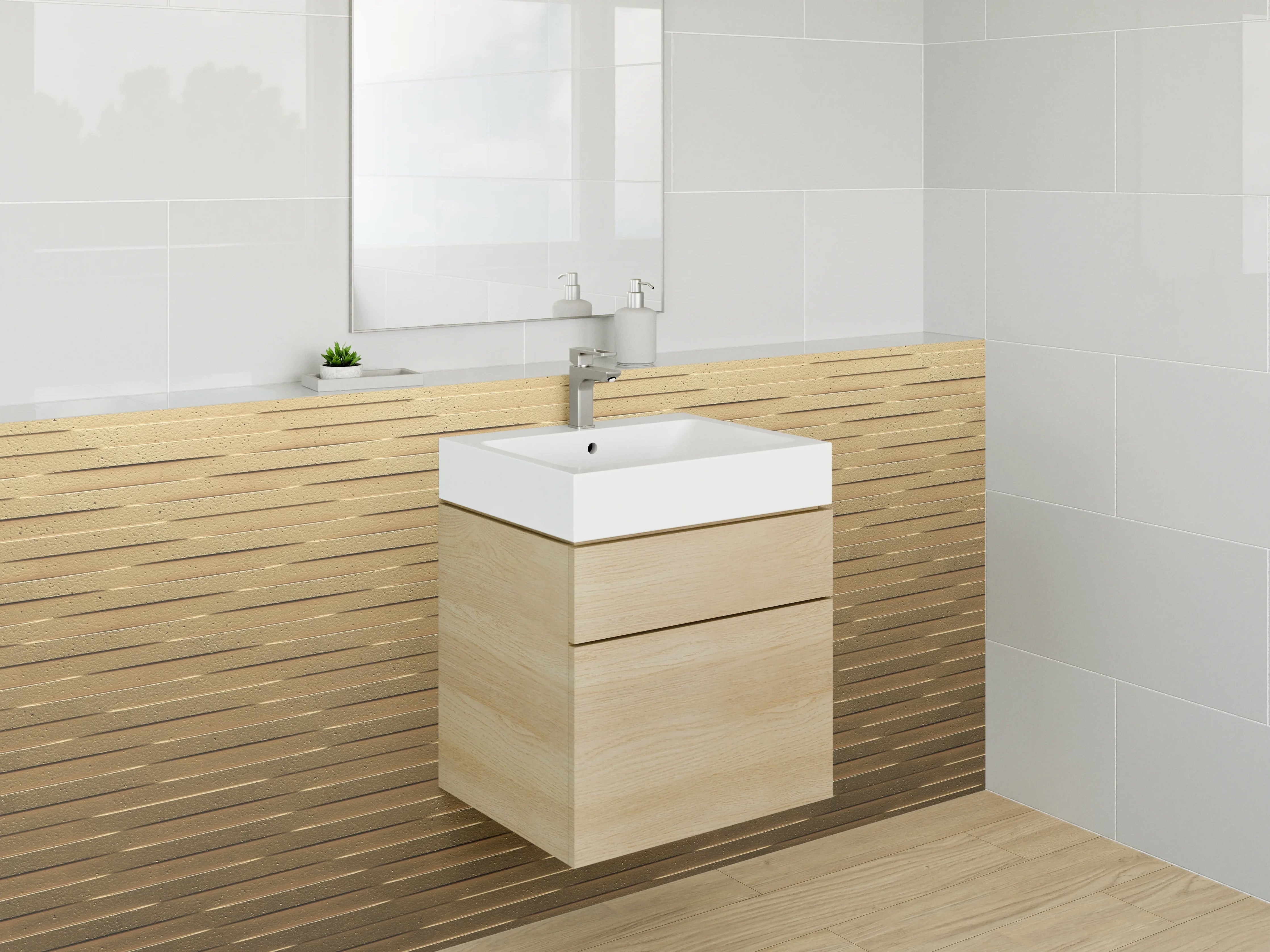 Waschbecken-Rückwand - Holzoptik Muster Goldbraun Modern