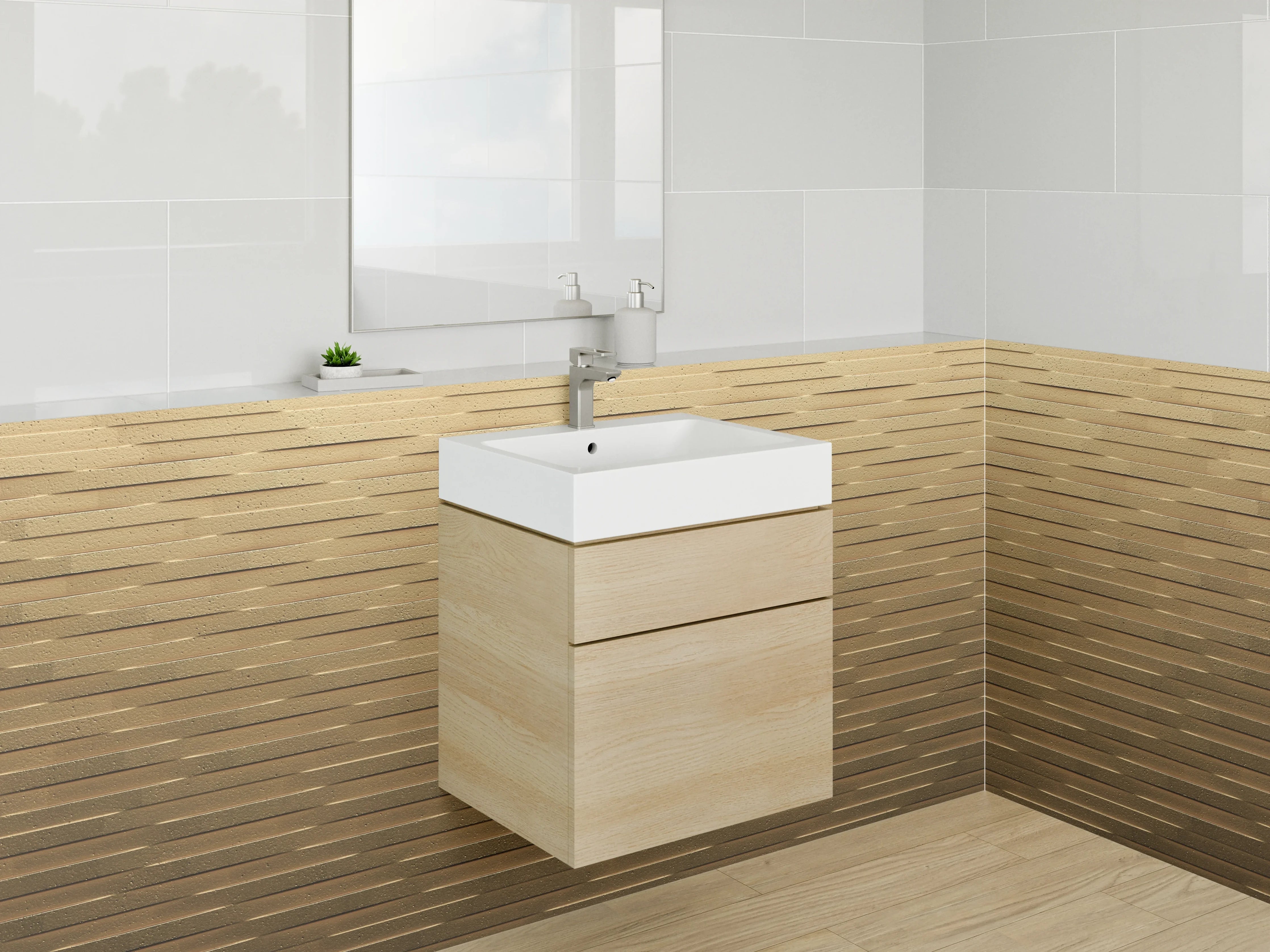 Waschbecken-Rückwand - Holzoptik Muster Goldbraun Modern