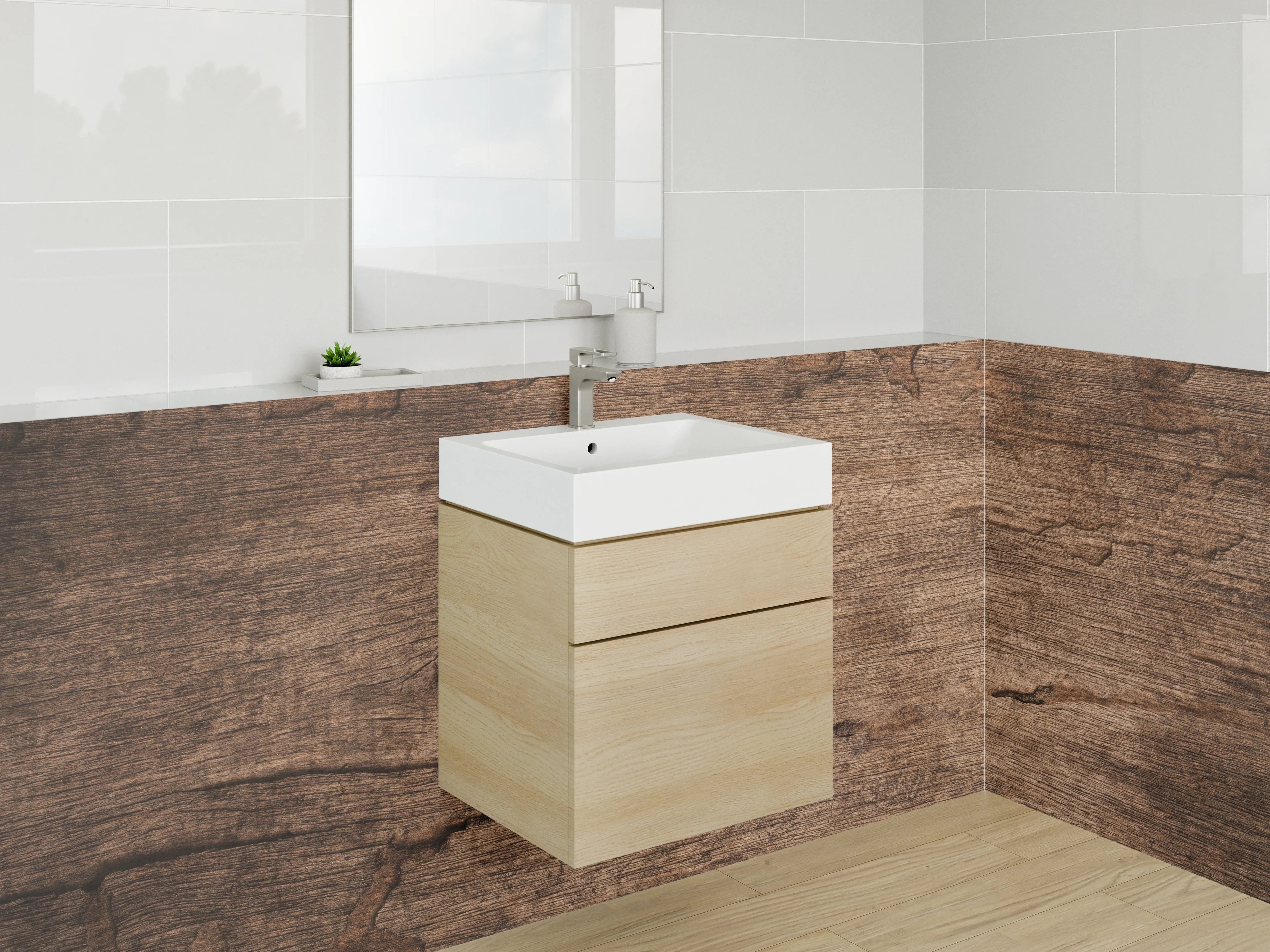 Waschbecken-Rückwand - Holzoptik Rustikal Braun Struktur