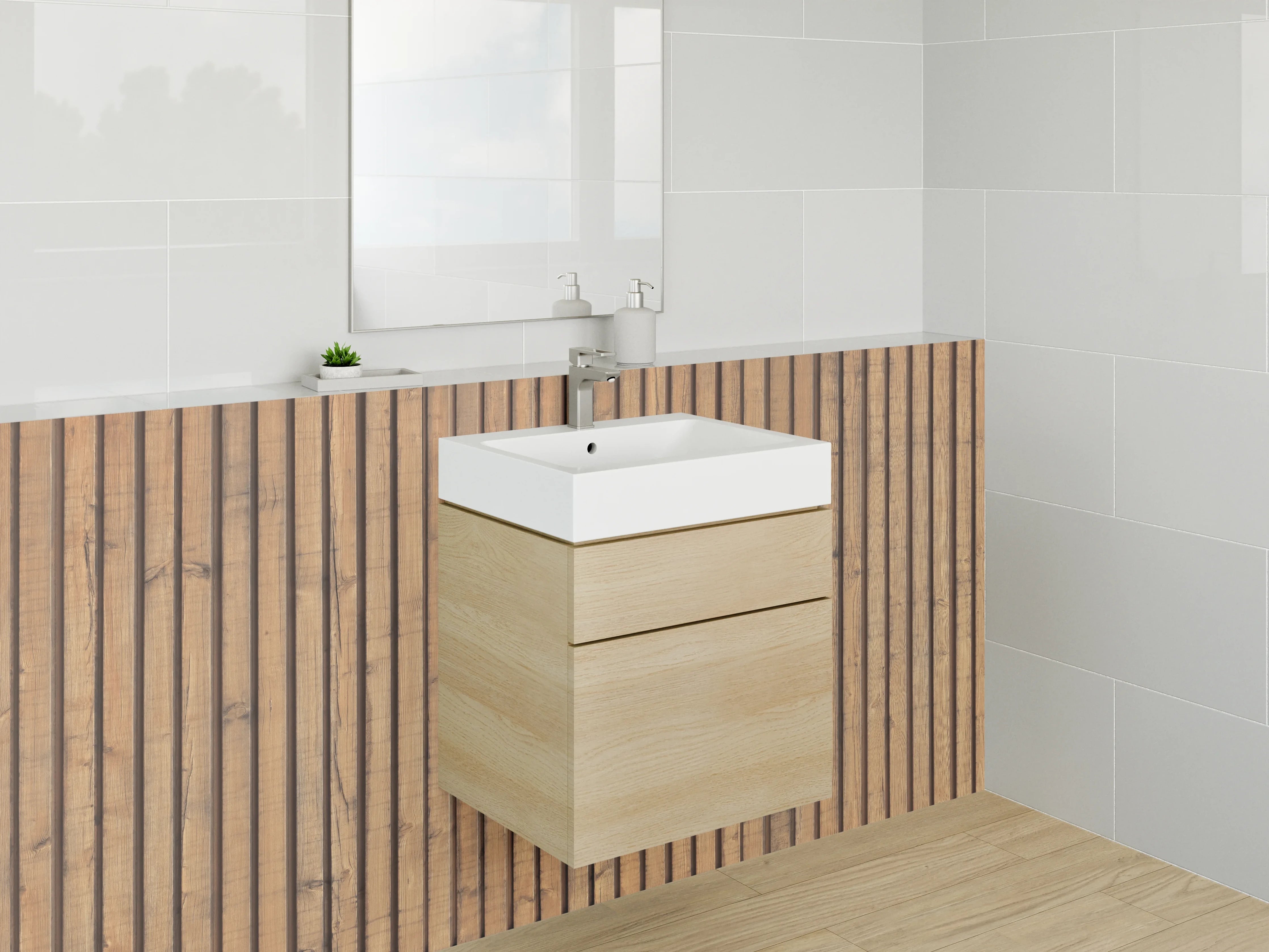 Waschbecken-Rückwand - Holzpaneel mit gerader Maserung
