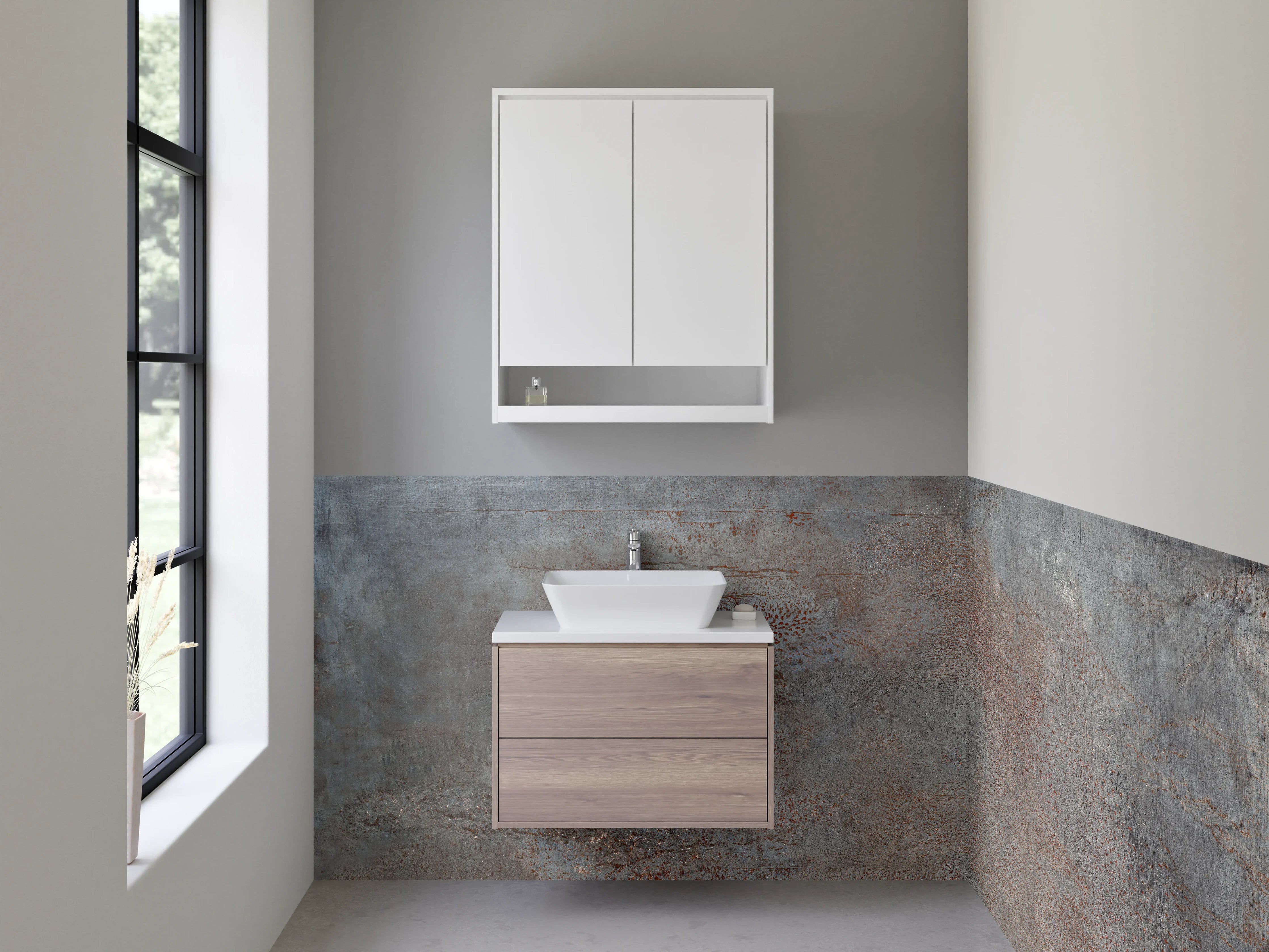 Waschbecken-Rückwand - Industrial Beton Optik Grau Braun