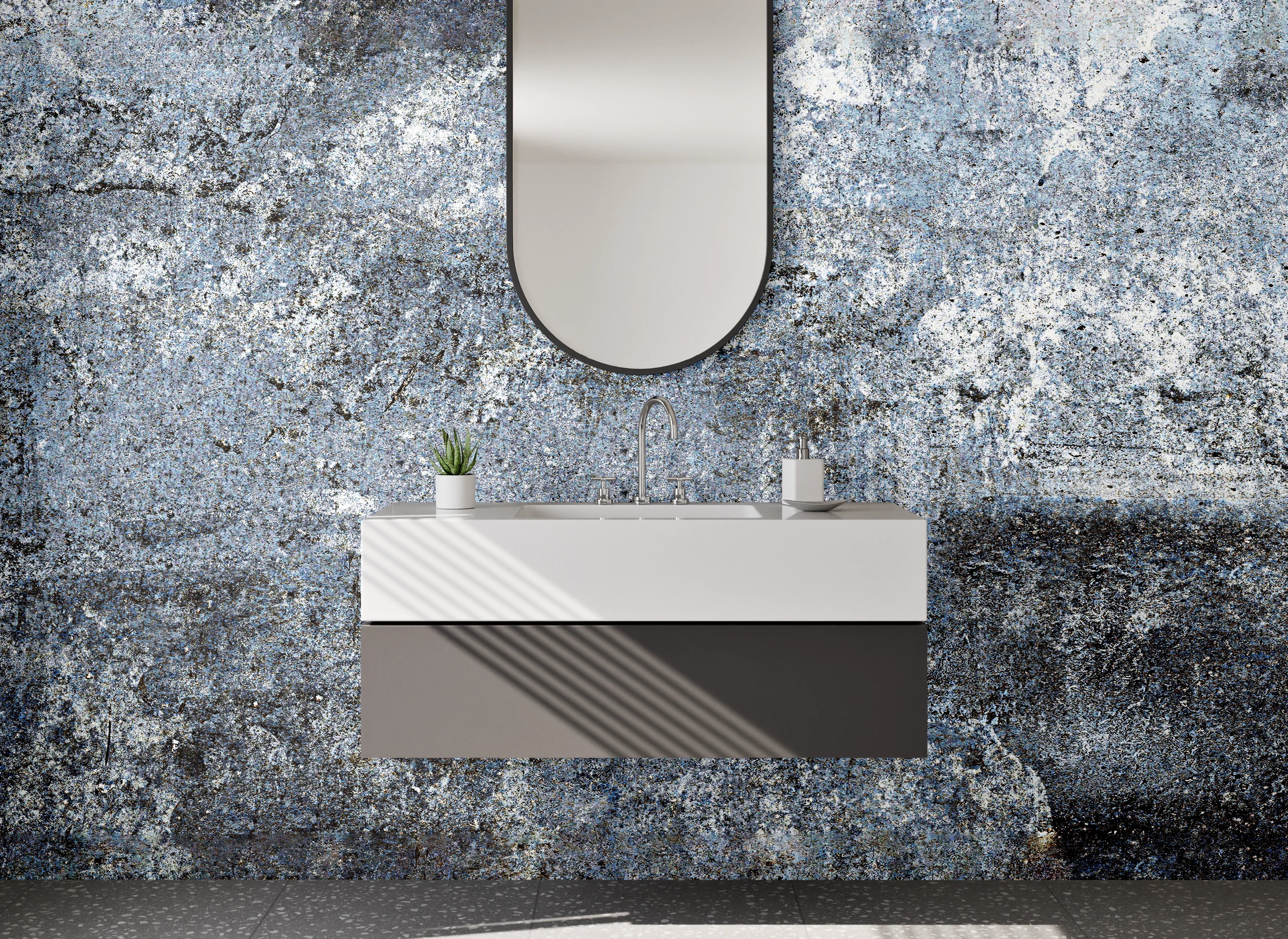 Waschbecken-Rückwand - Industrial Beton Optik Wand
