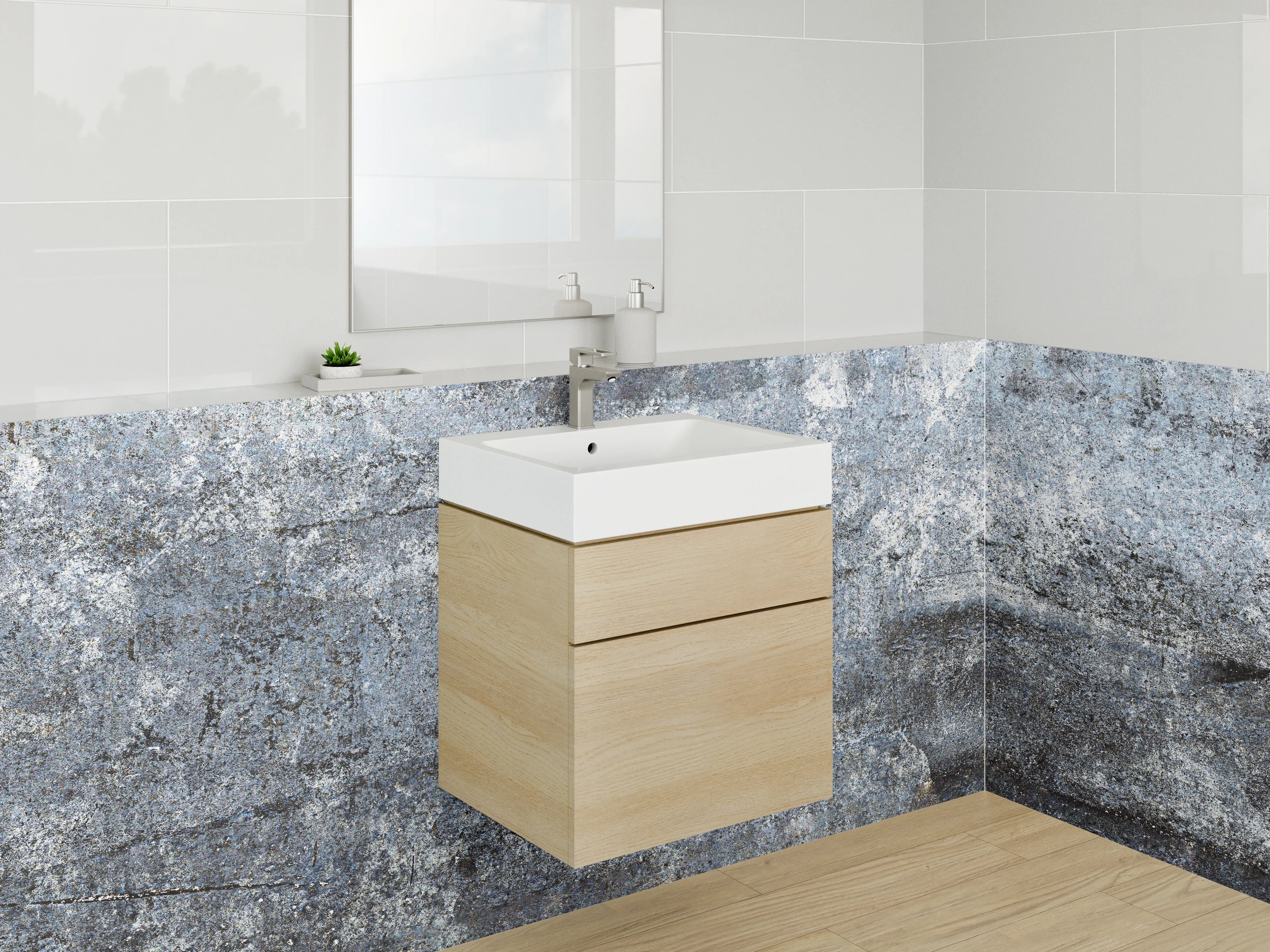 Waschbecken-Rückwand - Industrial Beton Optik Wand
